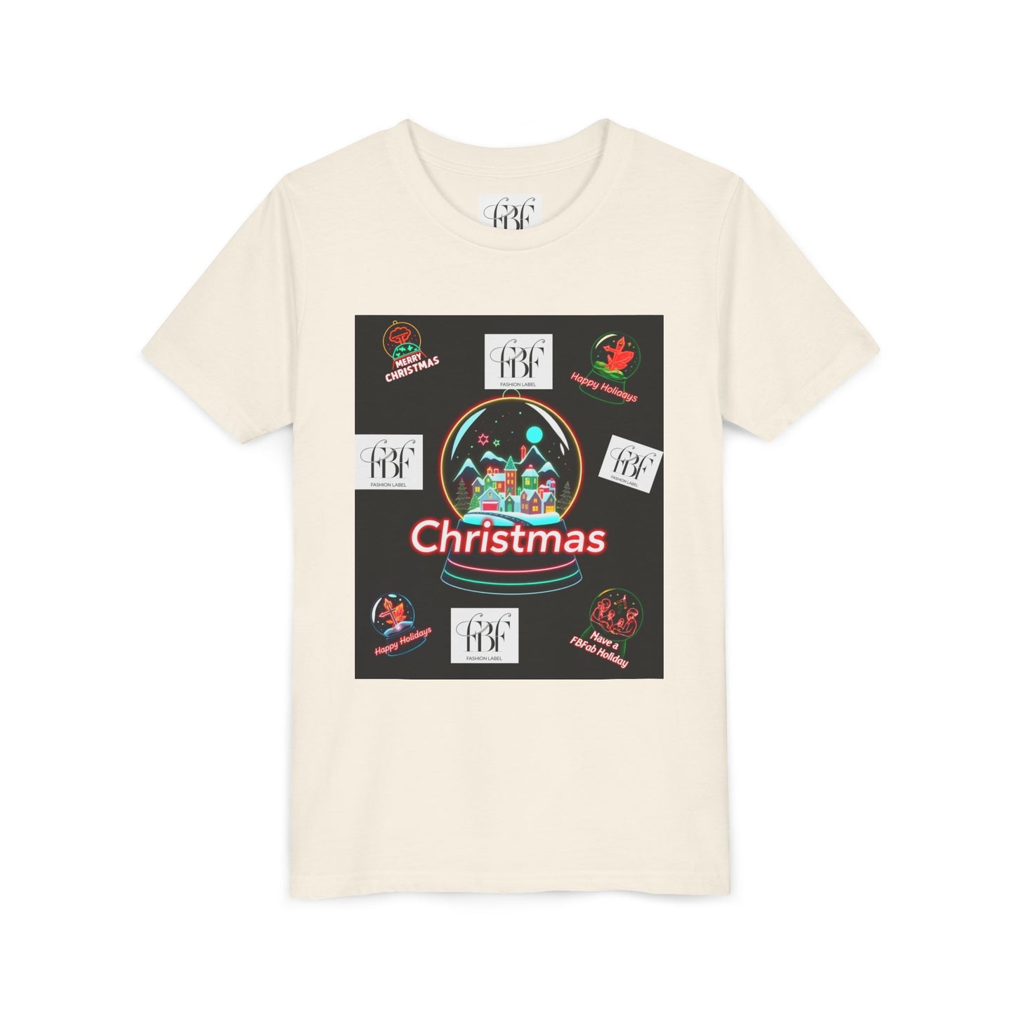 Youth Christmas Short Sleeve Tee, Holiday Tee, Xmas Gift for Kids, Fun Tee for Celebrations, Winter Festive Shirt