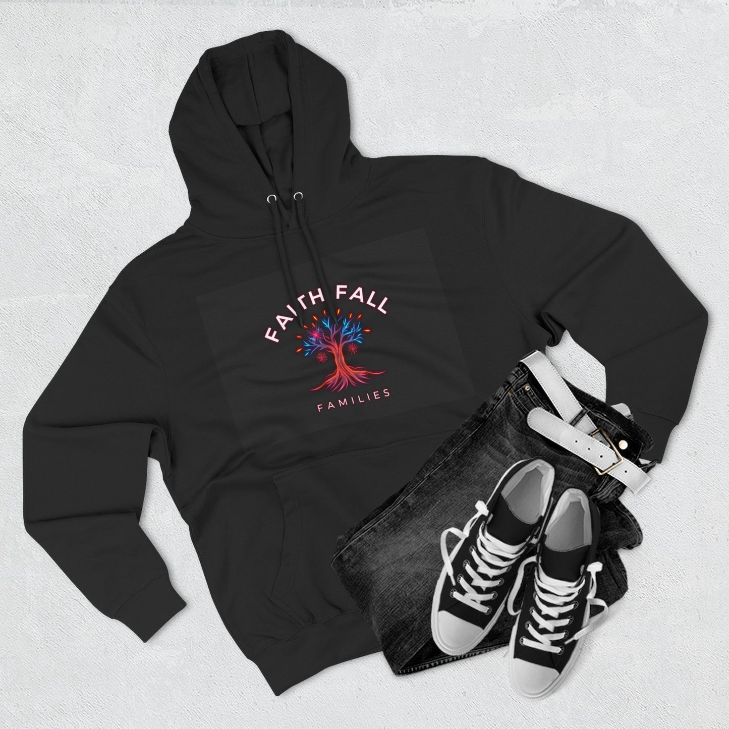 Faith Fall Families Fleece Hoodie, Gift for Faithful Friends, Cozy Layer, Casual Wear, Fall Fashion, Trendy Outfits, Family Gatherings