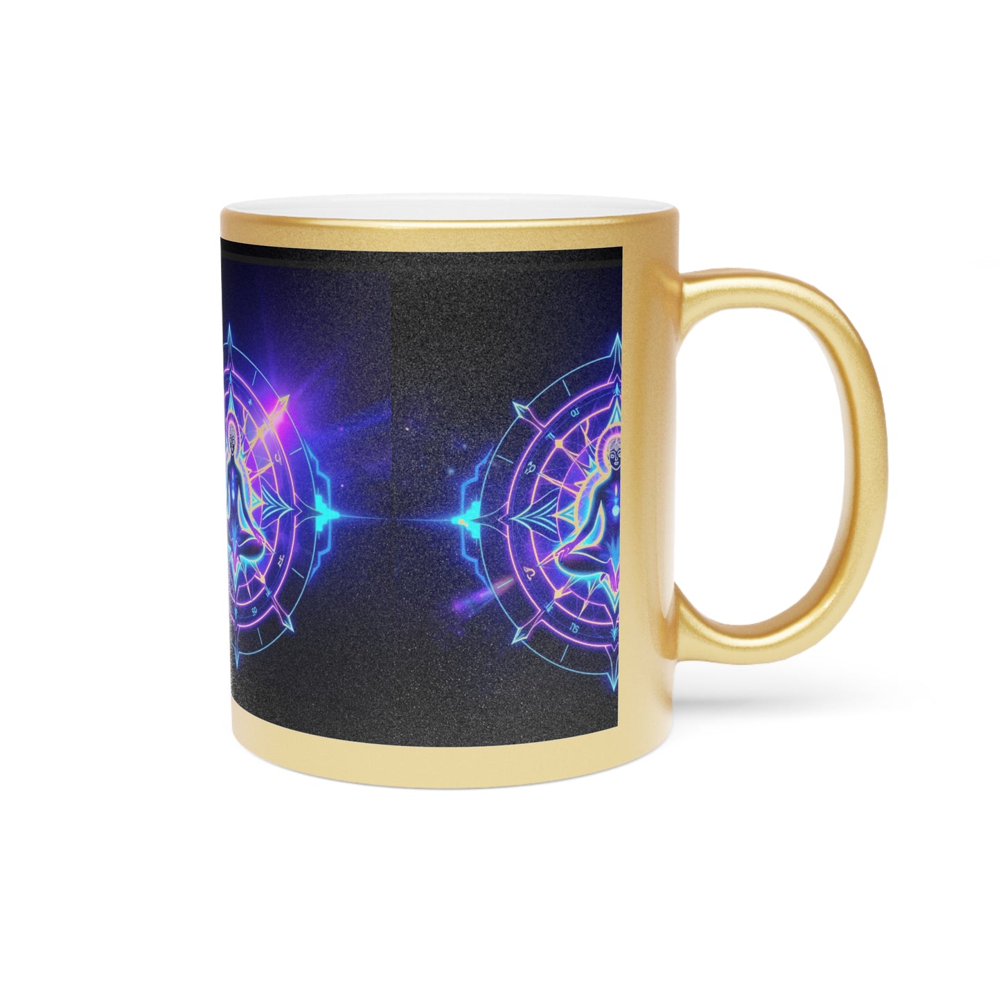 Spiritual Metallic Mug - Meditation Design, Cosmic Coffee Cup, Chakra Gift, Unique Tea Mug, Mindfulness Decor