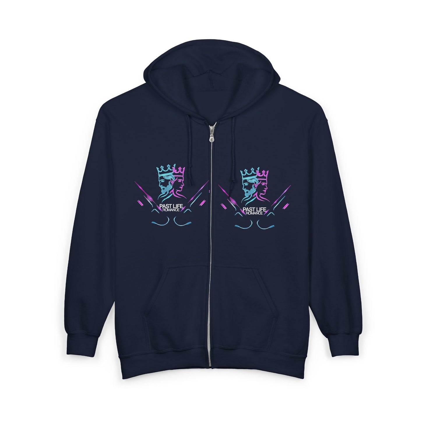 Retro Cyberpunk Zip Hoodie – Neon King Crest & PBF Logo