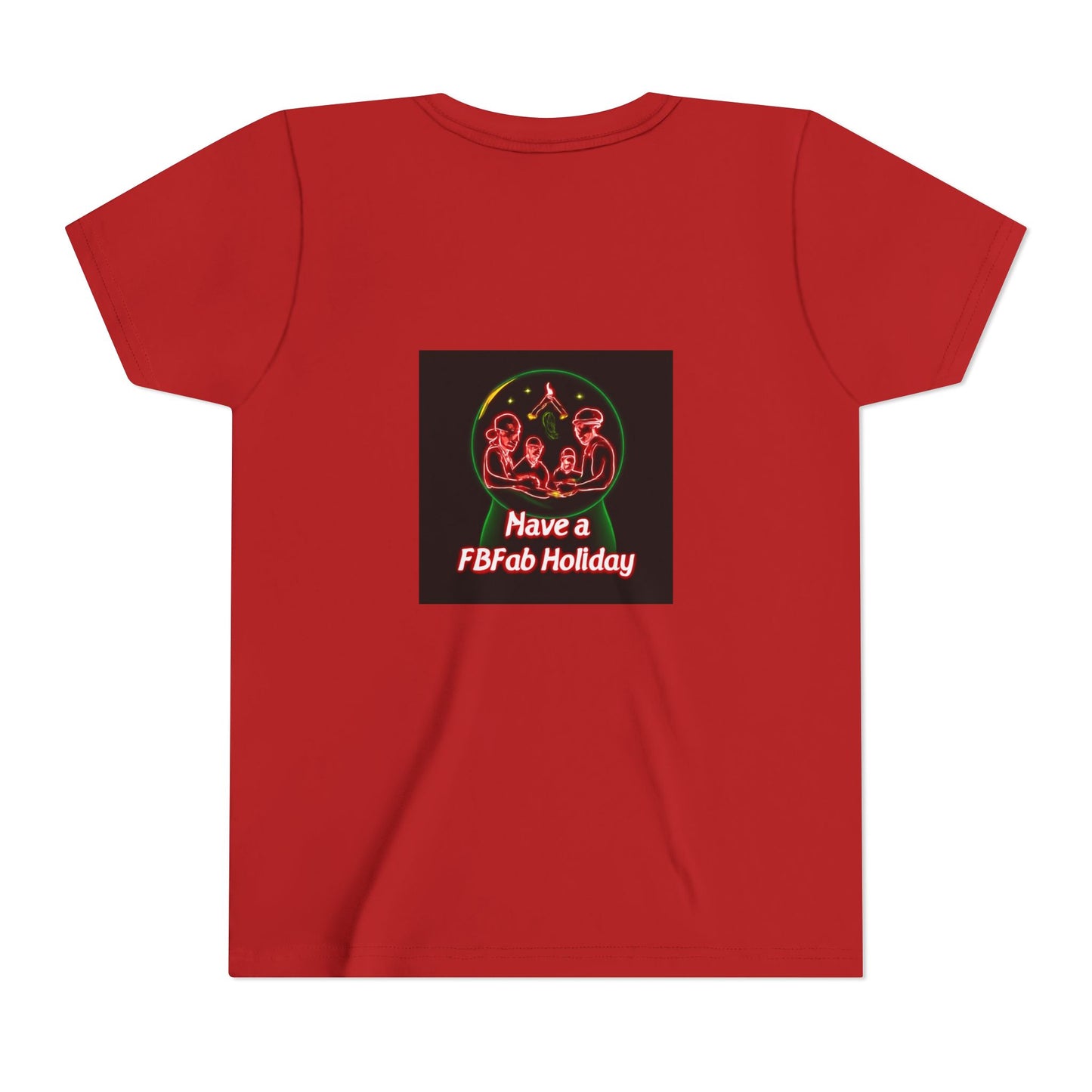 Youth Christmas Short Sleeve Tee, Holiday Tee, Xmas Gift for Kids, Fun Tee for Celebrations, Winter Festive Shirt