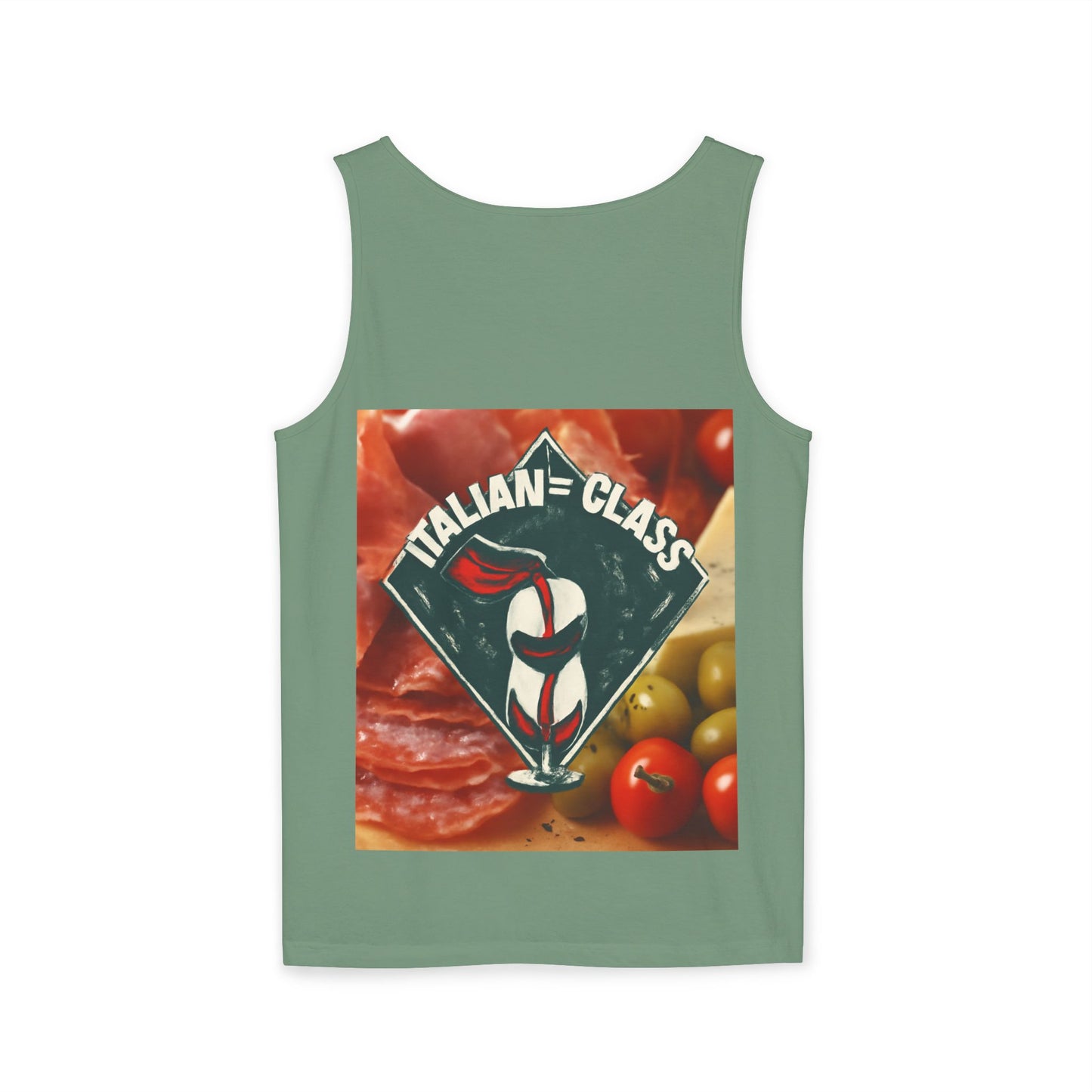 Italian Class Unisex Garment-Dyed Tank Top, Casual Summer Wear, Italian Heritage Gift, Foodie Apparel, Vacation Top