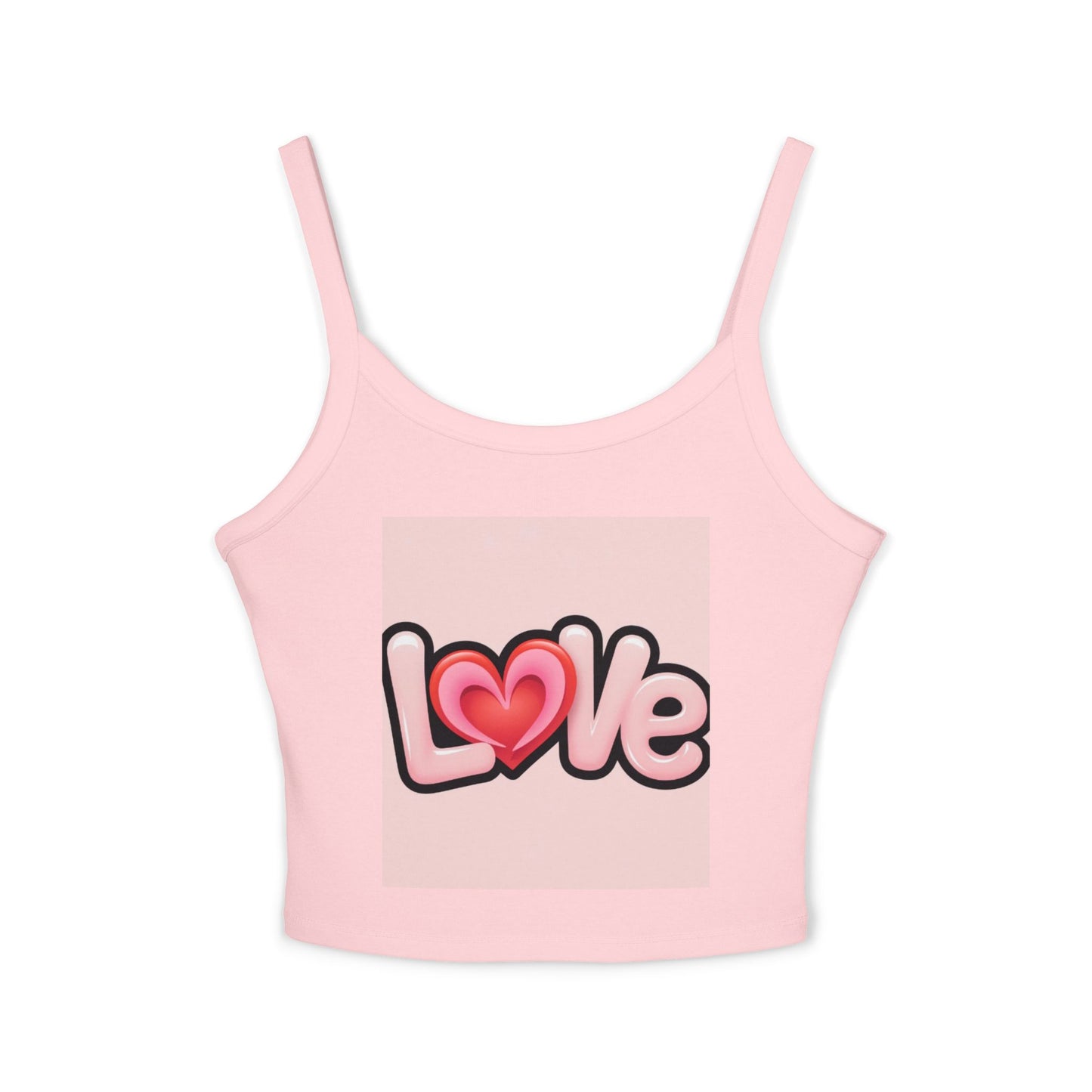 Cute Love Graphic Women's Spaghetti Strap Tank Top - Perfect for Valentine's Day and Casual Style