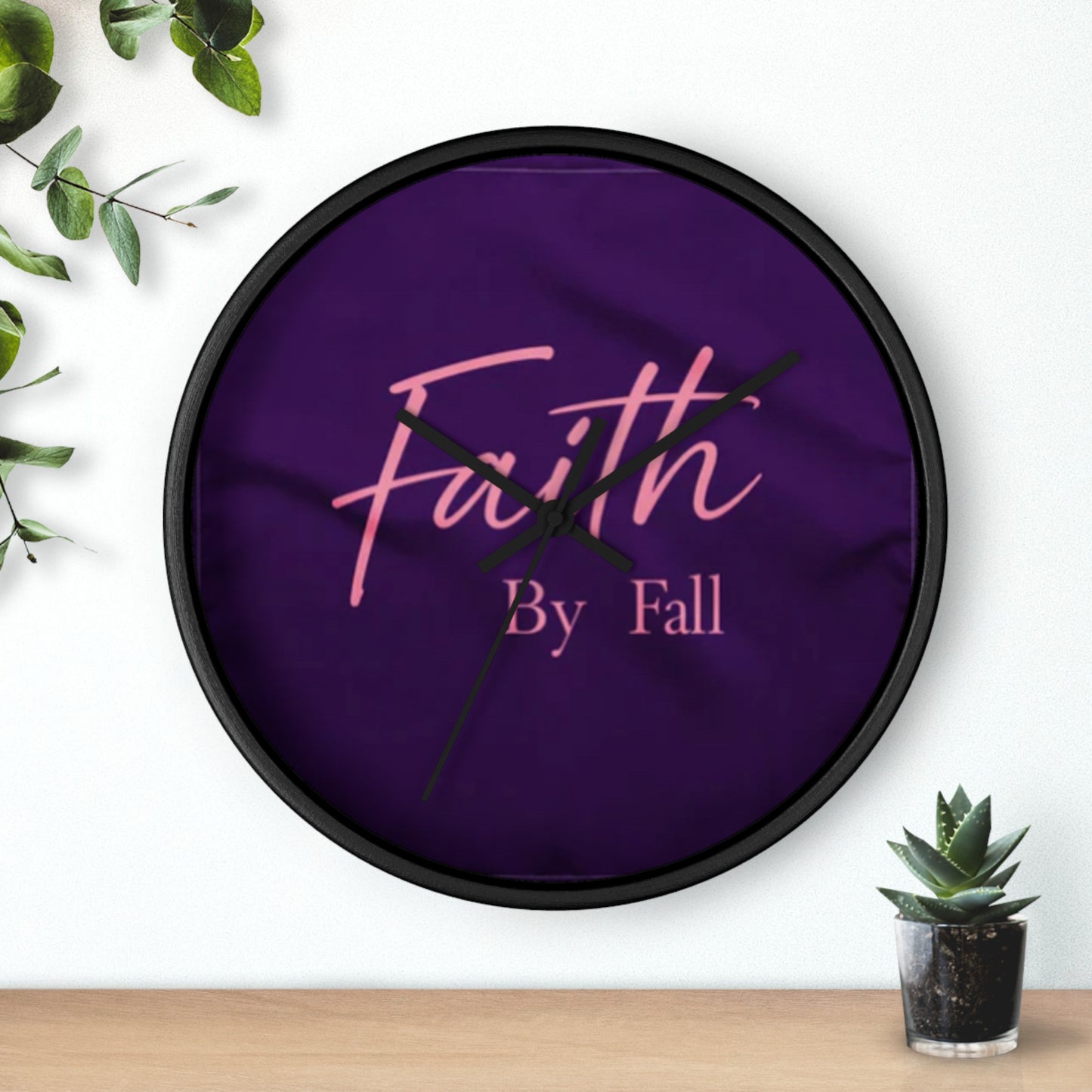 Inspirational Wall Clock - 'Faith By Fall' Purple Decor