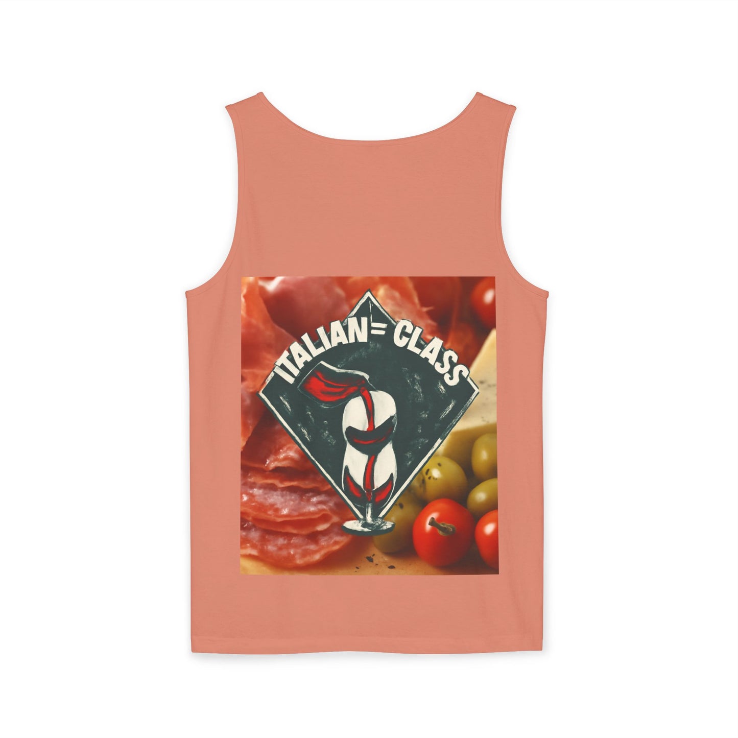 Italian Class Unisex Garment-Dyed Tank Top, Casual Summer Wear, Italian Heritage Gift, Foodie Apparel, Vacation Top