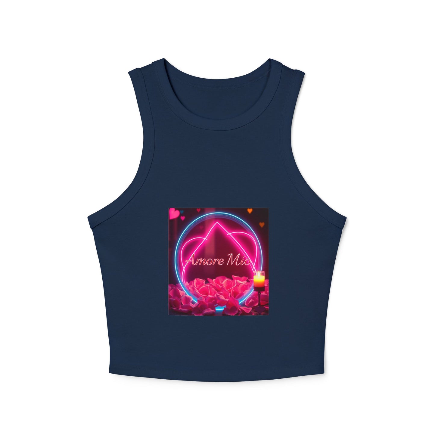 Romantic Graphic Racerback Tank, Cute Summer Top, Feminine Casual Wear, Heart Design, Gift for Her