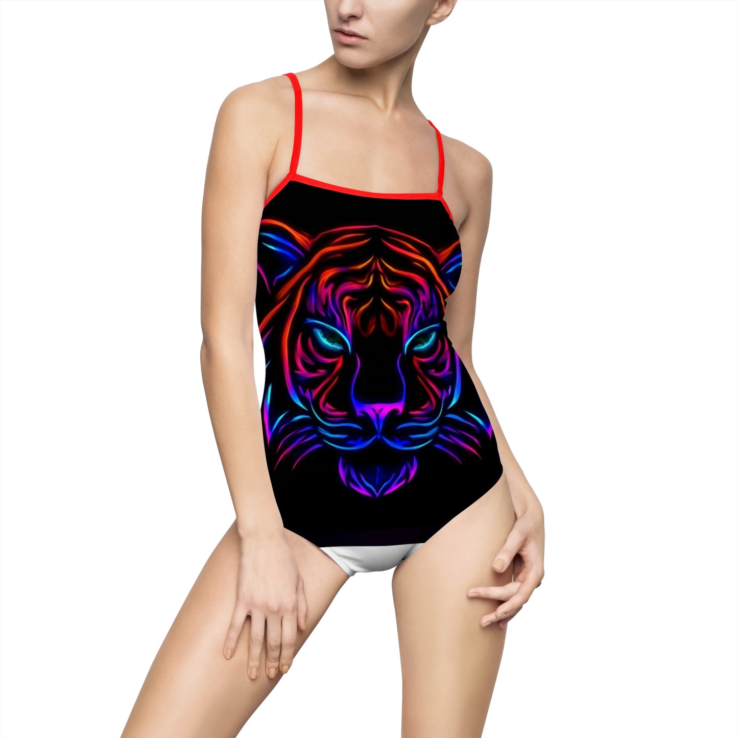 Neon Tiger One-Piece Swimsuit | Vibrant Swimwear, Summer Beachwear, Party Outfit, Swim Team Gear, Vacation Must-Have