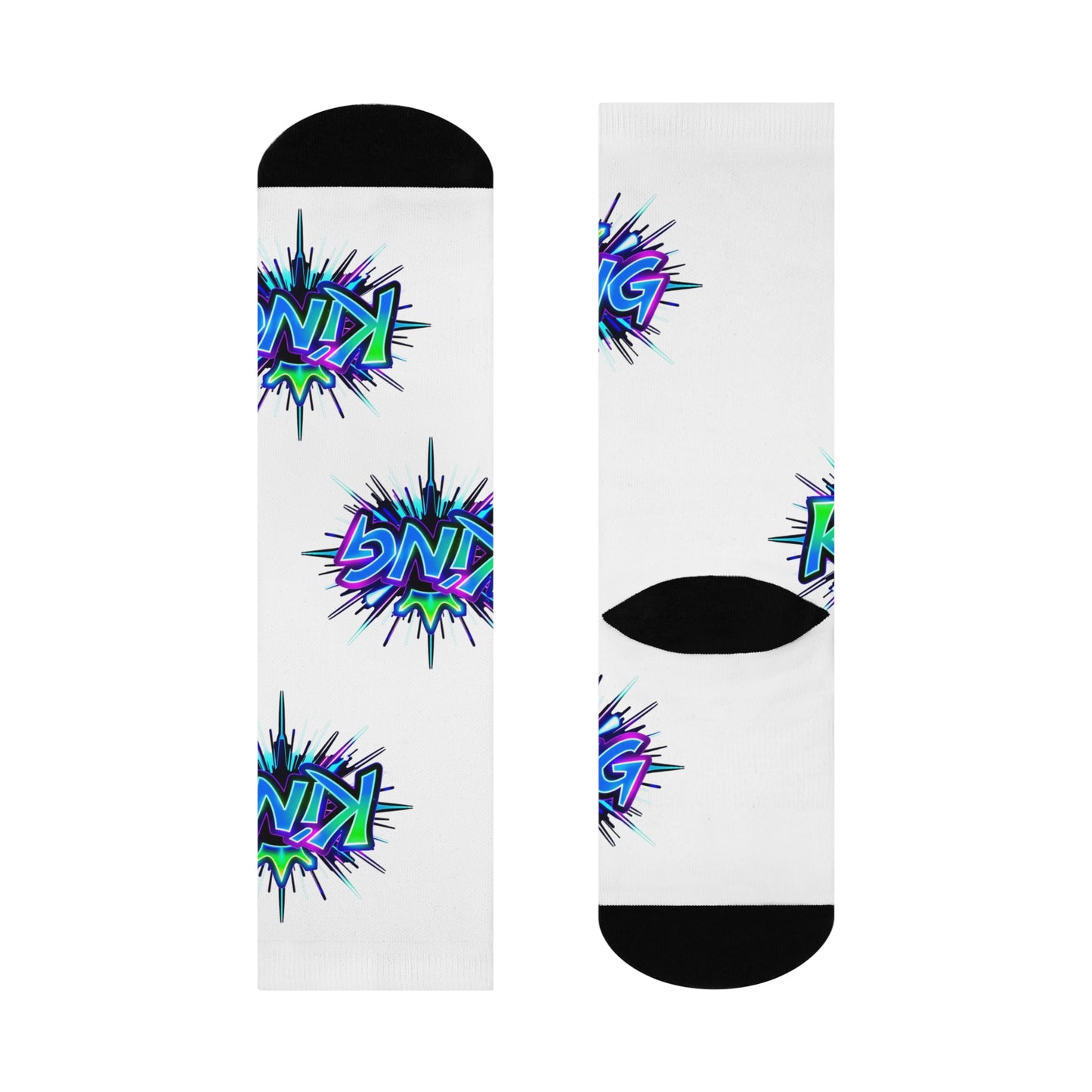 Cushioned Crew Socks - Trendy Graphic Socks, Gift for Him, Fashion Statement, Everyday Comfort, King Design