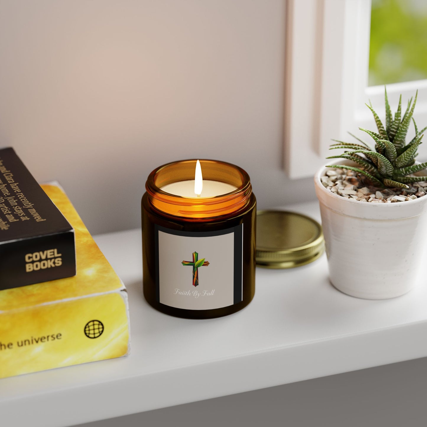 Faith By Fall Scented Candles - Coconut Apricot Wax (4oz, 9oz) - Perfect for Fall Decor and Gifts