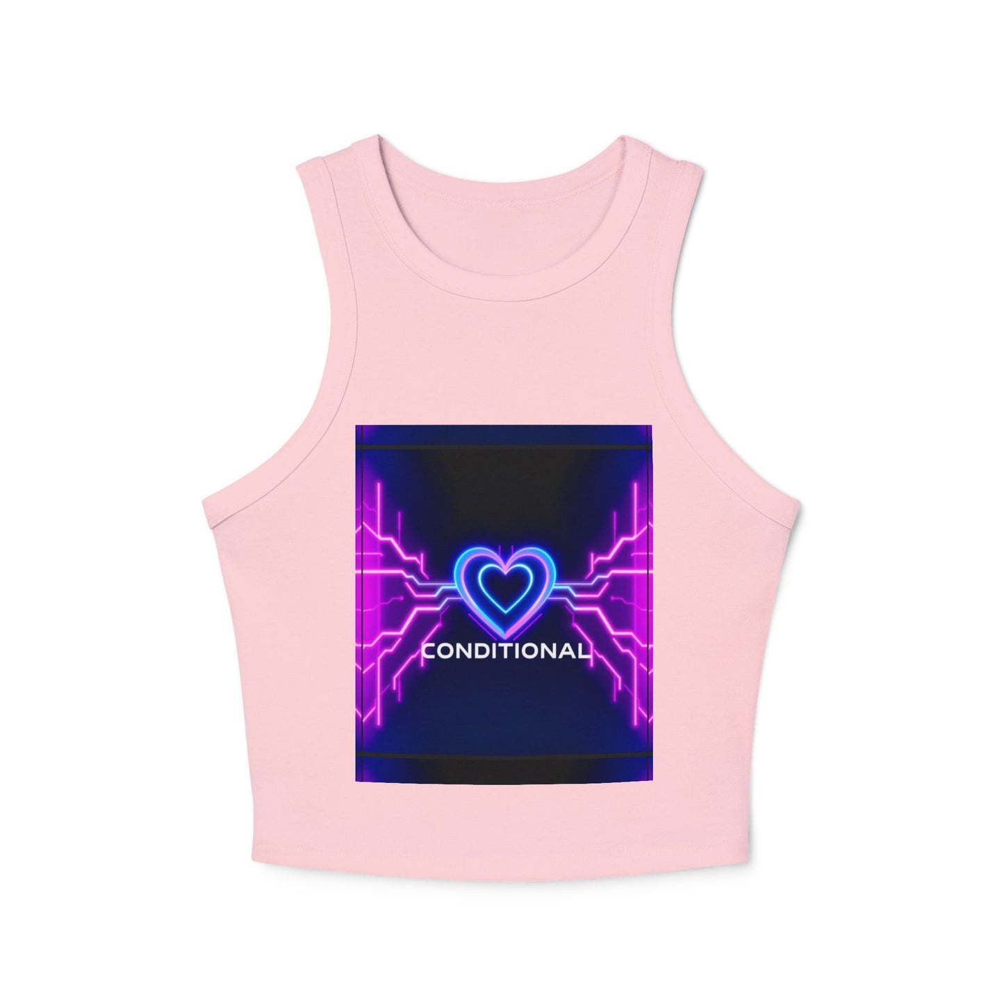 Neon Heart Racerback Tank Top, Trendy Crop Top, Party Attire, Summer Essential, Festival Wear, Gift for Her