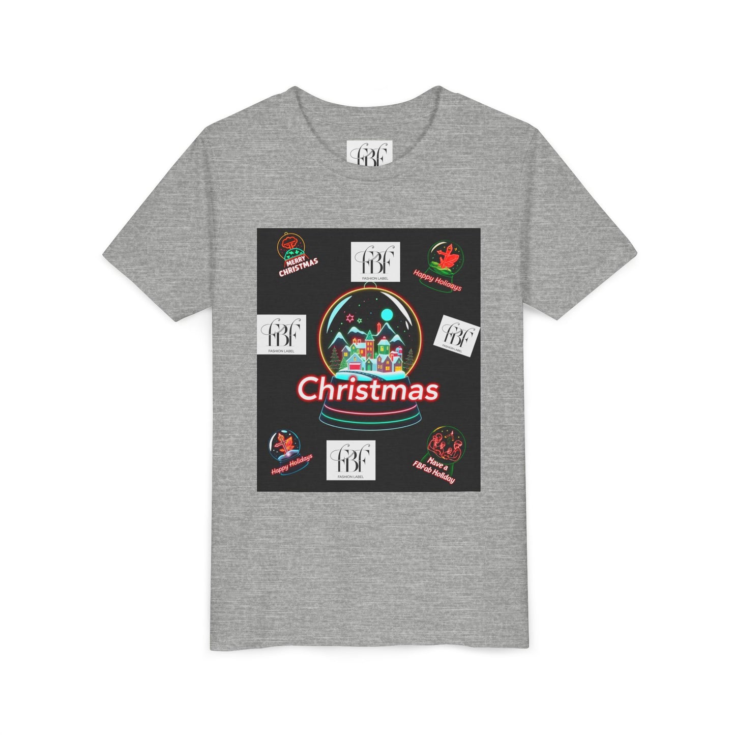 Youth Christmas Short Sleeve Tee, Holiday Tee, Xmas Gift for Kids, Fun Tee for Celebrations, Winter Festive Shirt