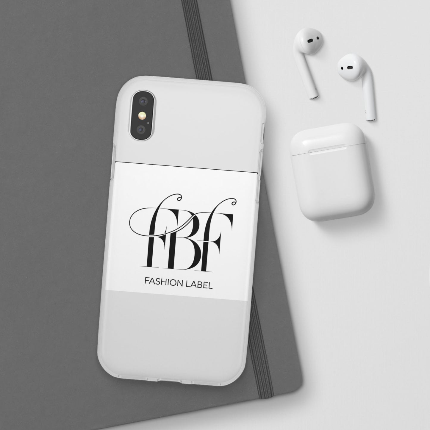 Chic Flexi Phone Case with Fashion Label Design