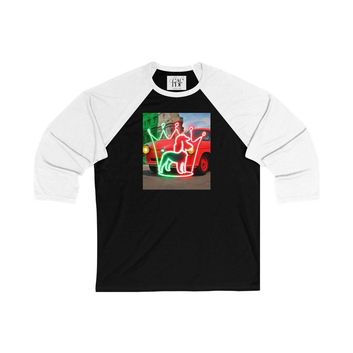 Festive Unisex Baseball Tee with Neon Holiday Design, Casual Tee, Holiday Apparel, Gift Idea, Christmas Shirt, Unisex Fashion
