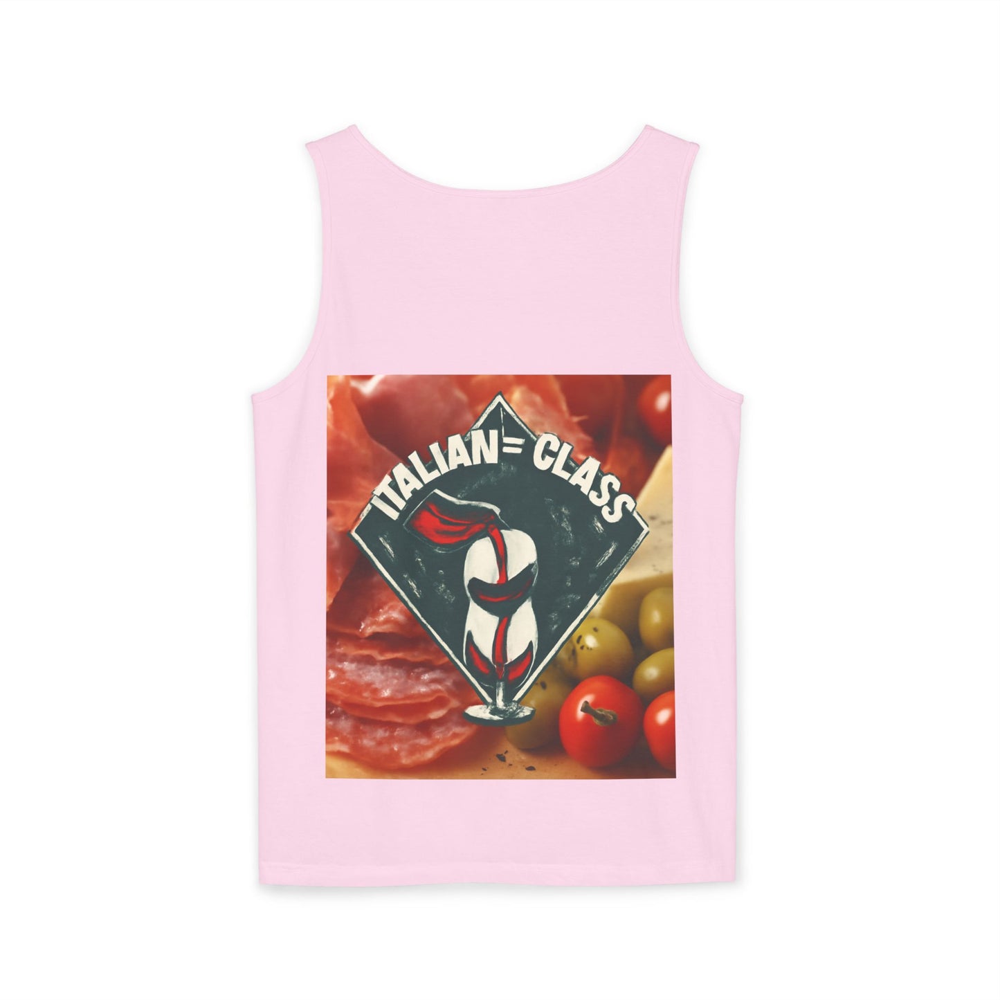 Italian Class Unisex Garment-Dyed Tank Top, Casual Summer Wear, Italian Heritage Gift, Foodie Apparel, Vacation Top