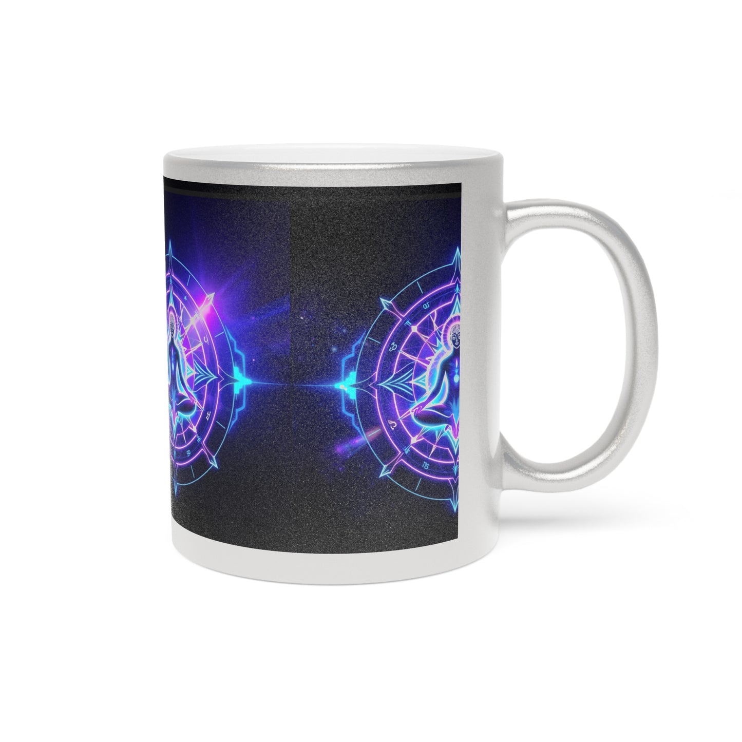 Spiritual Metallic Mug - Meditation Design, Cosmic Coffee Cup, Chakra Gift, Unique Tea Mug, Mindfulness Decor