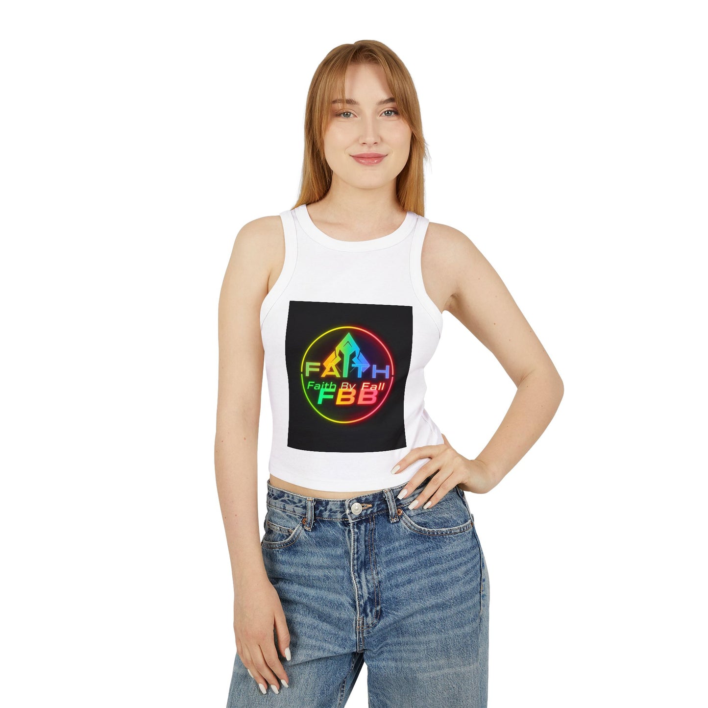 Faith by Fall Racer Tank Top - Stylish Summer Crop Top, Casual Wear, Inspirational Gift, Festival Outfit, Workout Top