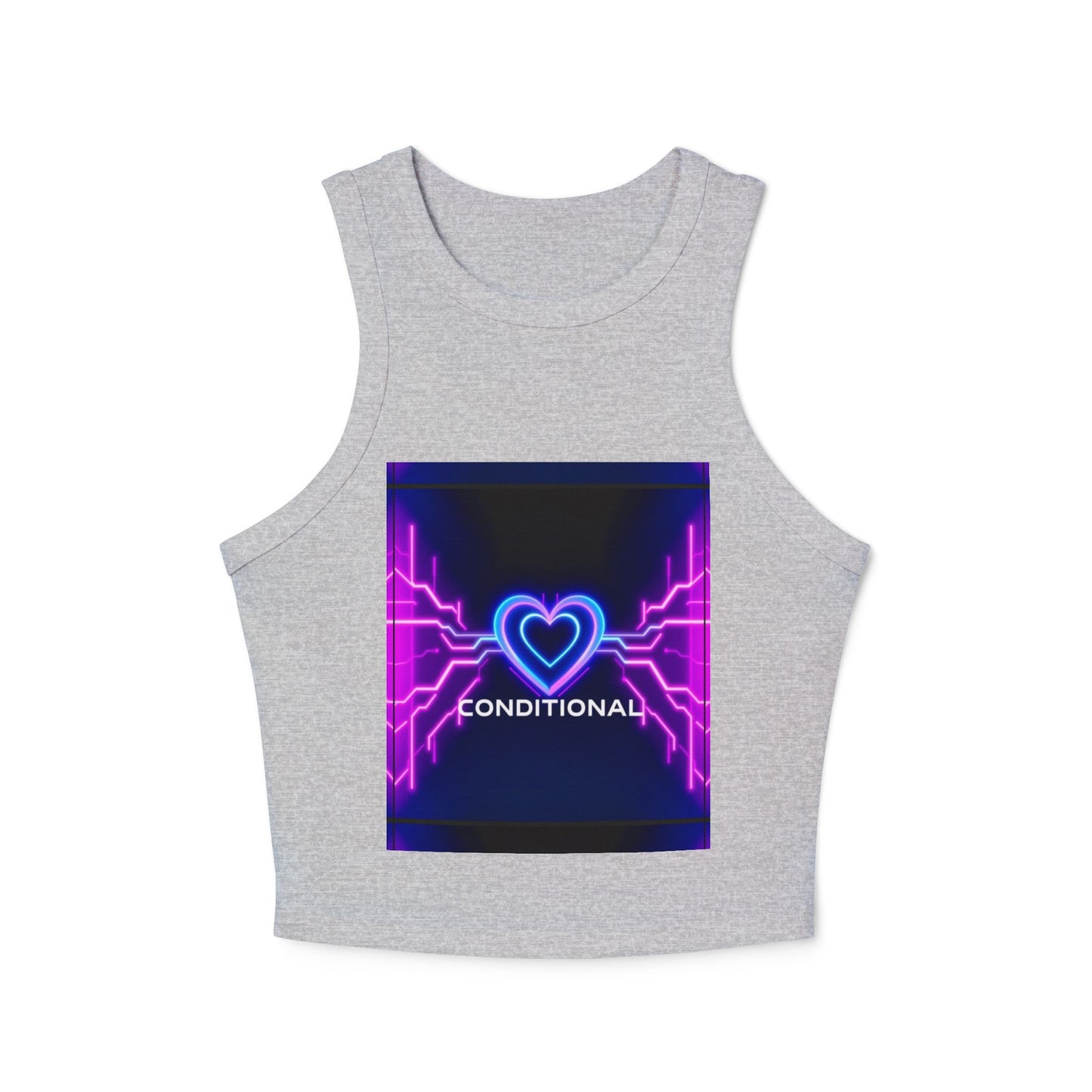 Neon Heart Racerback Tank Top, Trendy Crop Top, Party Attire, Summer Essential, Festival Wear, Gift for Her
