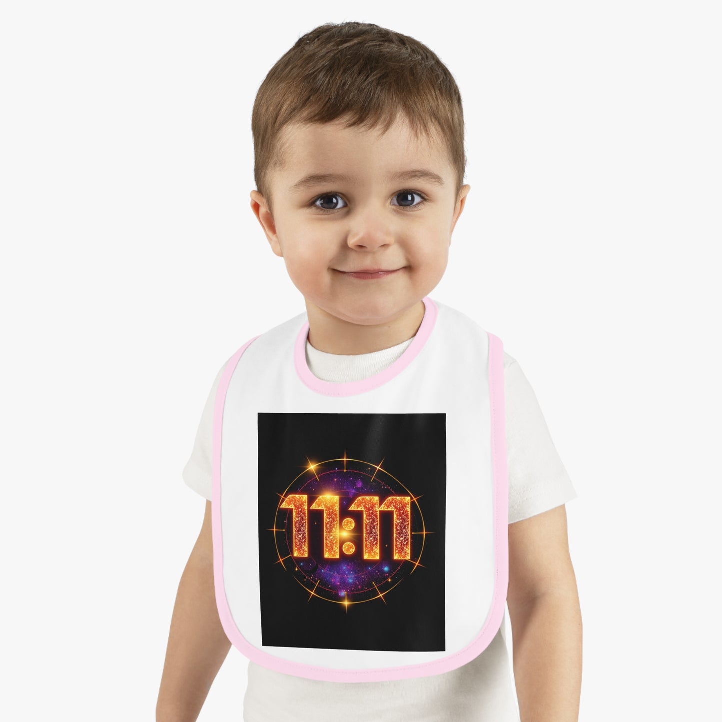 Sparkly 11:11 Baby Bib - Cute Gift for Newborns, Baby Shower, Birthday, Snacks & Meal Time