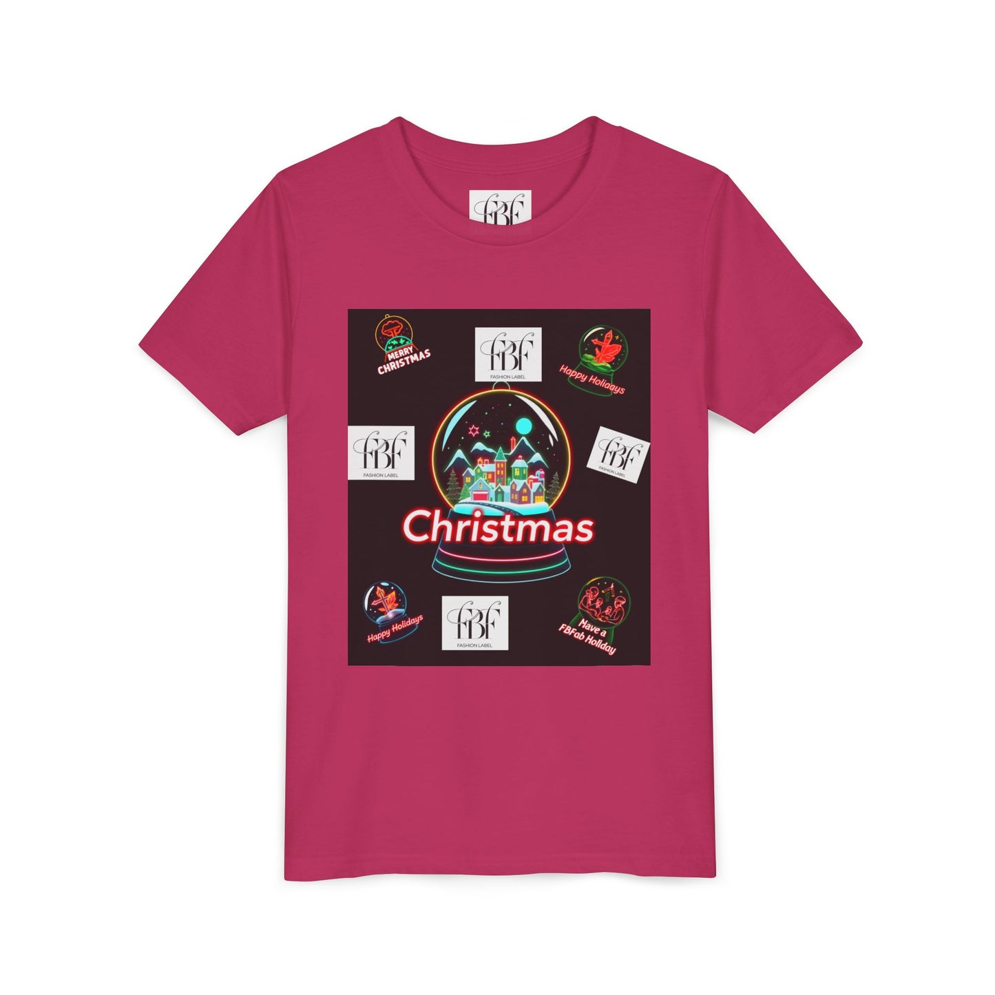 Youth Christmas Short Sleeve Tee, Holiday Tee, Xmas Gift for Kids, Fun Tee for Celebrations, Winter Festive Shirt