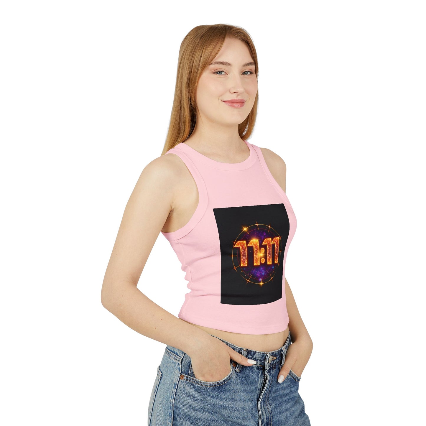 11:11 Women's Micro Rib Racer Tank Top | Motivational Gift, Yoga Wear, Summer Fashion, Spiritual Reminder, Casual Trend
