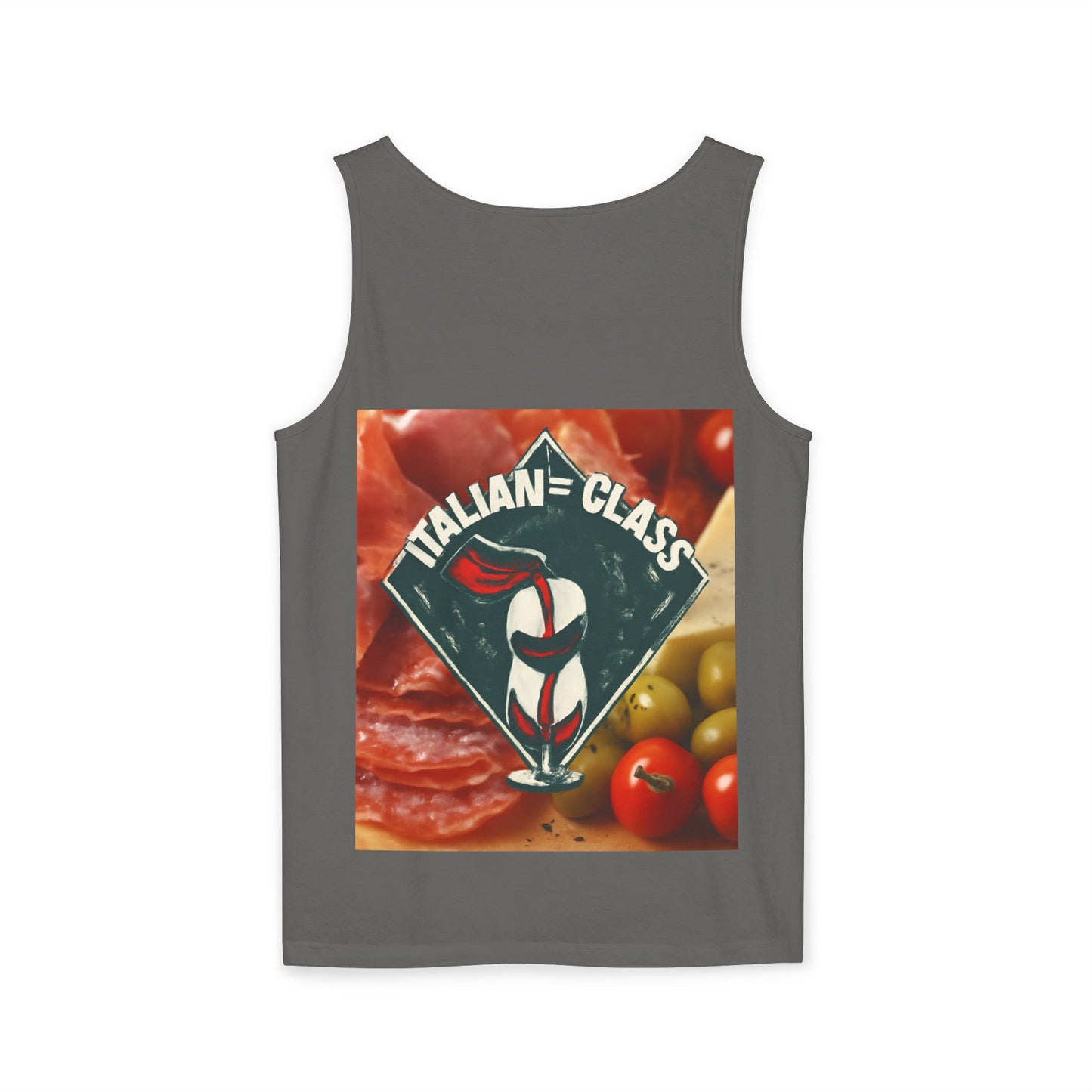 Italian Class Unisex Garment-Dyed Tank Top, Casual Summer Wear, Italian Heritage Gift, Foodie Apparel, Vacation Top