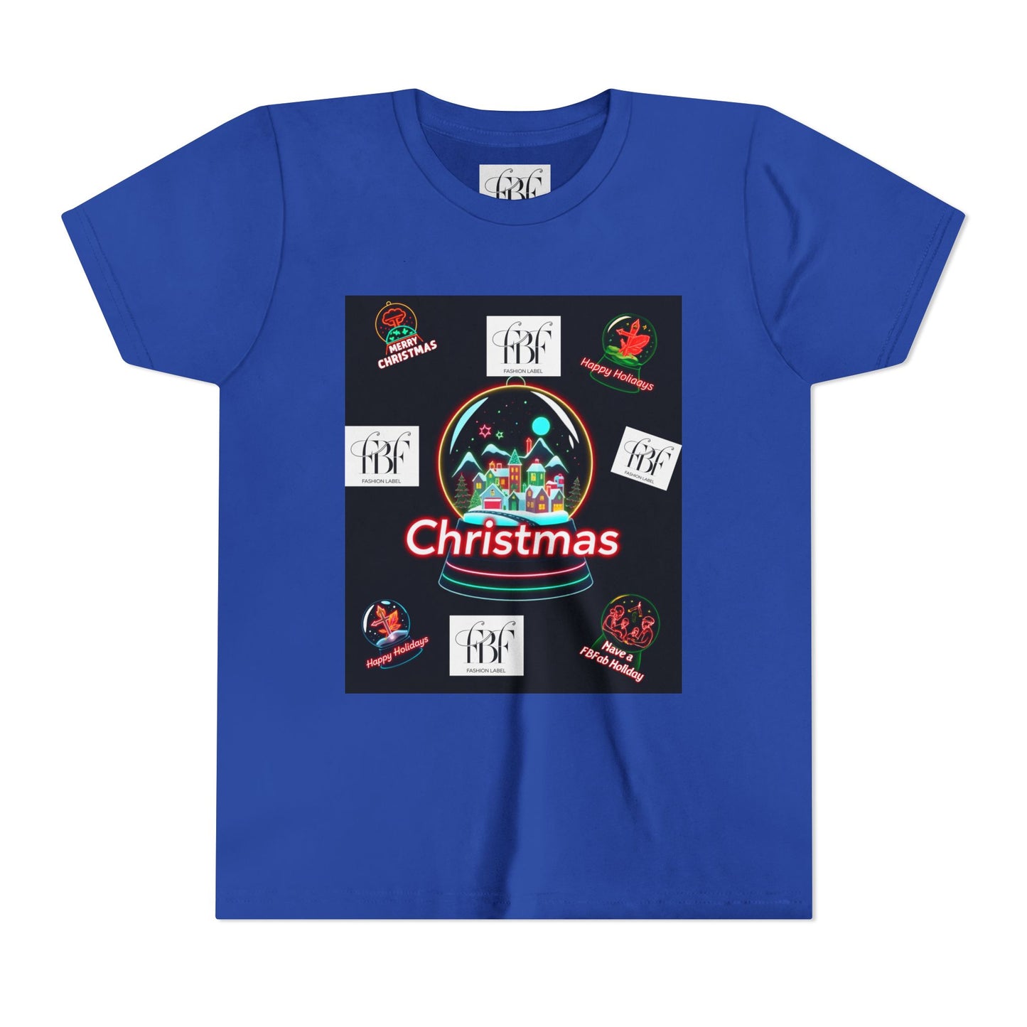 Youth Christmas Short Sleeve Tee, Holiday Tee, Xmas Gift for Kids, Fun Tee for Celebrations, Winter Festive Shirt