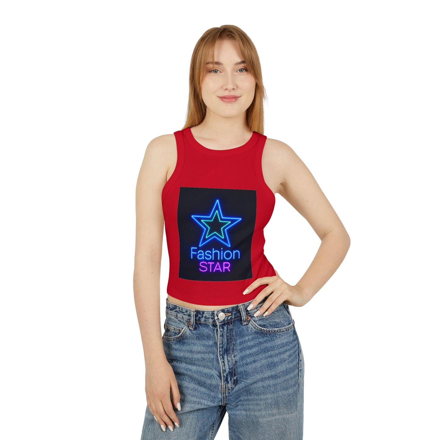 Fashion Star Racer Tank Top | Women's Crop Top, Trendy Summer Shirt, Casual Wear, Stylish Workout Top, Gift for Her