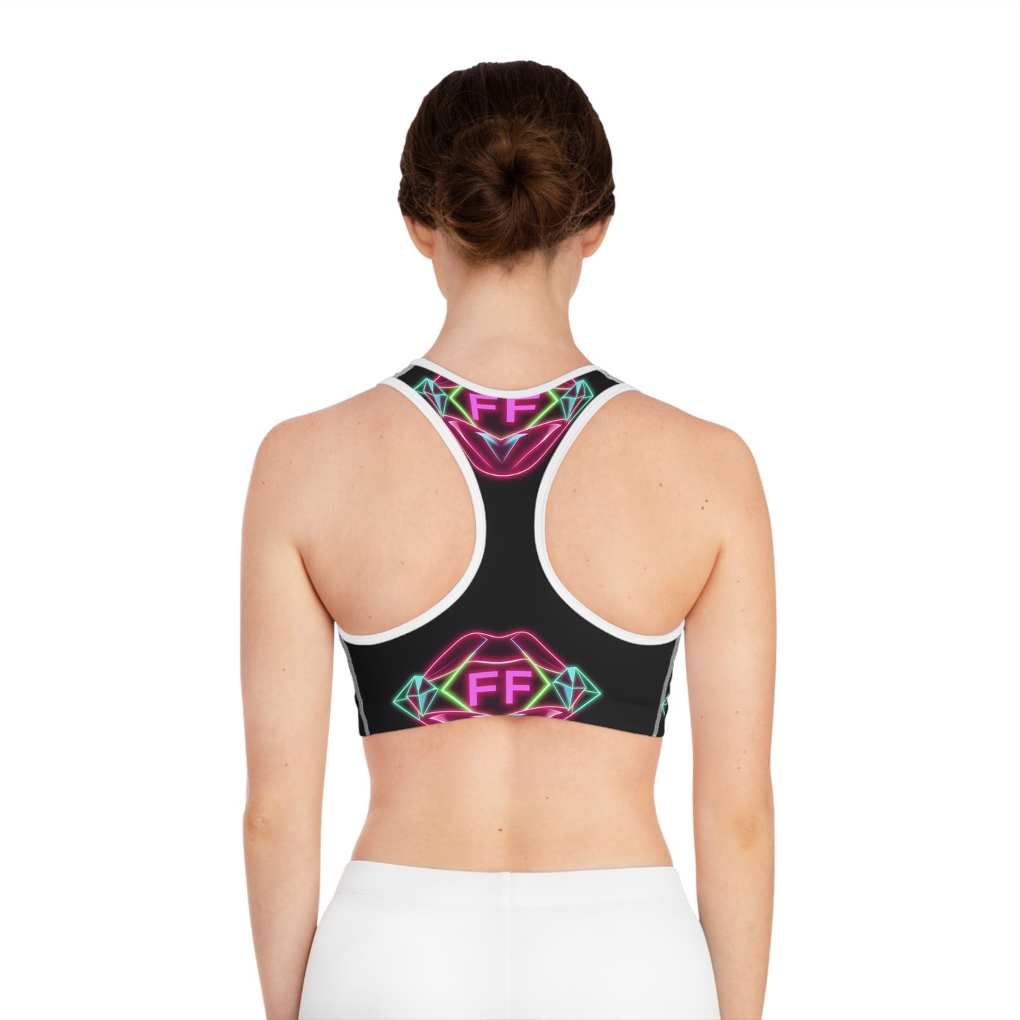 Neon Lip Graphic Sports Bra, Fitness Apparel for Women, Gym Top for Workouts, Dance Class, Activewear