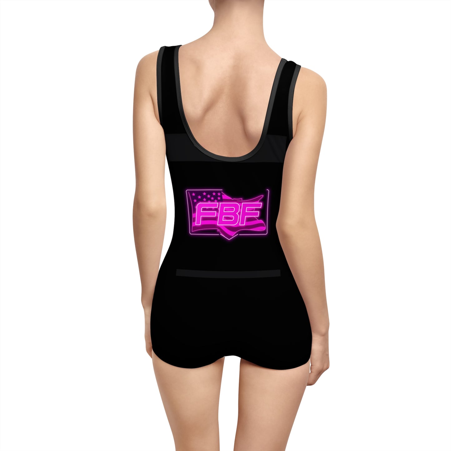 Women’s Vintage Swimsuit with Faith By Flag Design, Retro Swimwear, Beach Day Outfit, Pool Party Favor, Summer Vacation Essential