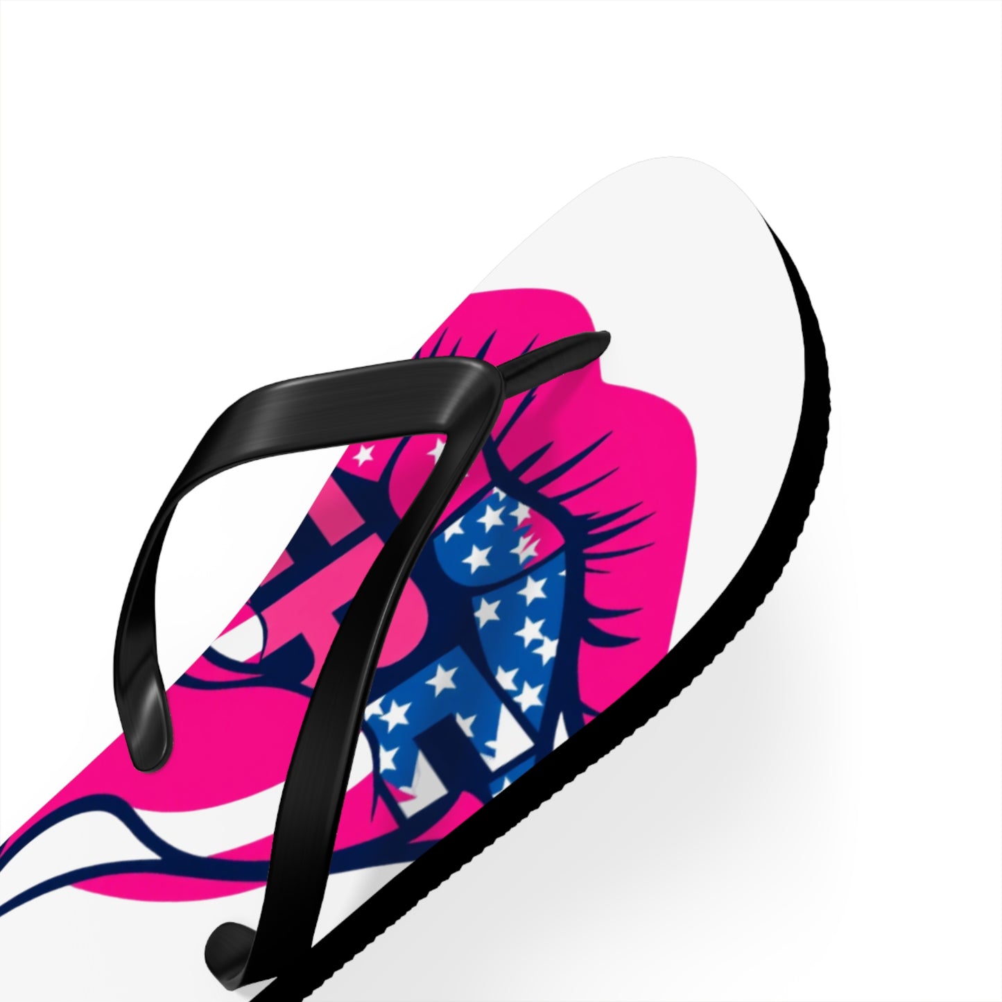 Patriotic Flip Flops with Kiss Design | Fun Summer Footwear, Vacation Sandals, Memorial Day, 4th of July, Beachwear