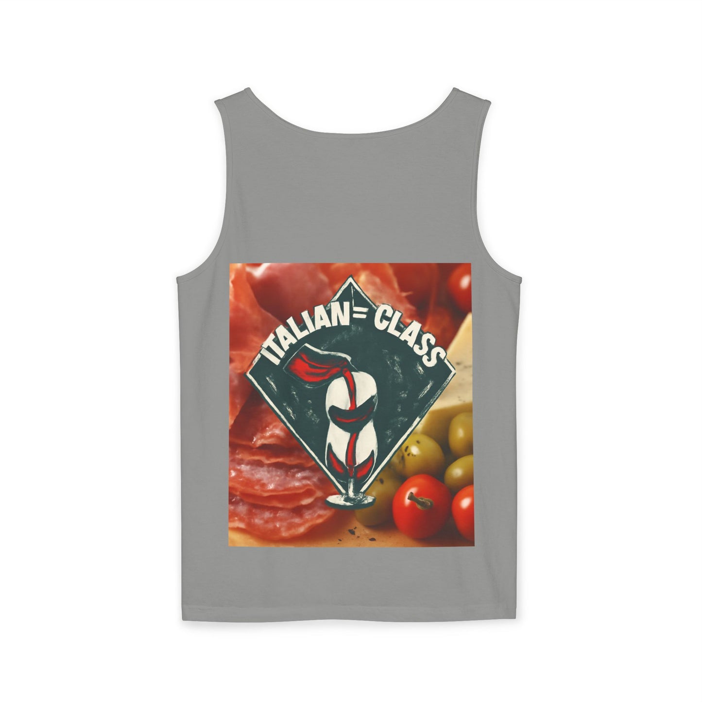 Italian Class Unisex Garment-Dyed Tank Top, Casual Summer Wear, Italian Heritage Gift, Foodie Apparel, Vacation Top