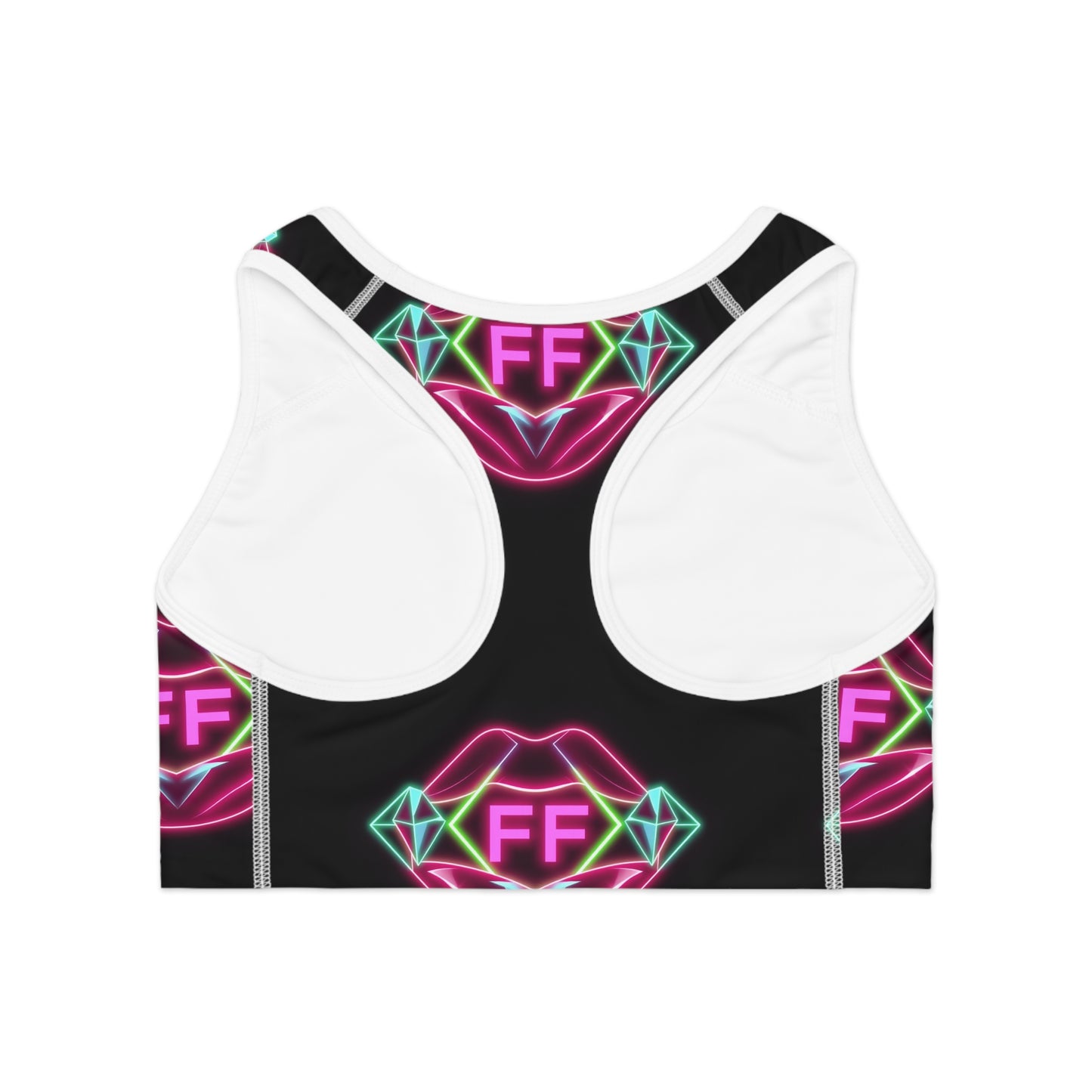 Neon Lip Graphic Sports Bra, Fitness Apparel for Women, Gym Top for Workouts, Dance Class, Activewear