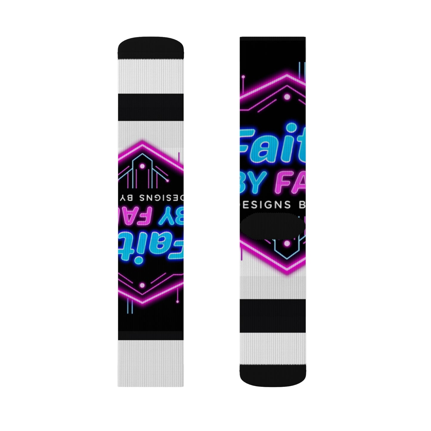 Neon Faith Sublimation Socks | Unique Gift for Faith Enthusiasts | Stylish Feetwear for Everyday Wear, Casual Outfits, and Celebrations