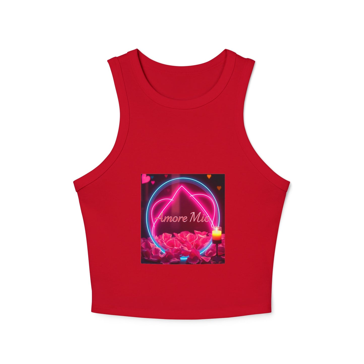 Romantic Graphic Racerback Tank, Cute Summer Top, Feminine Casual Wear, Heart Design, Gift for Her
