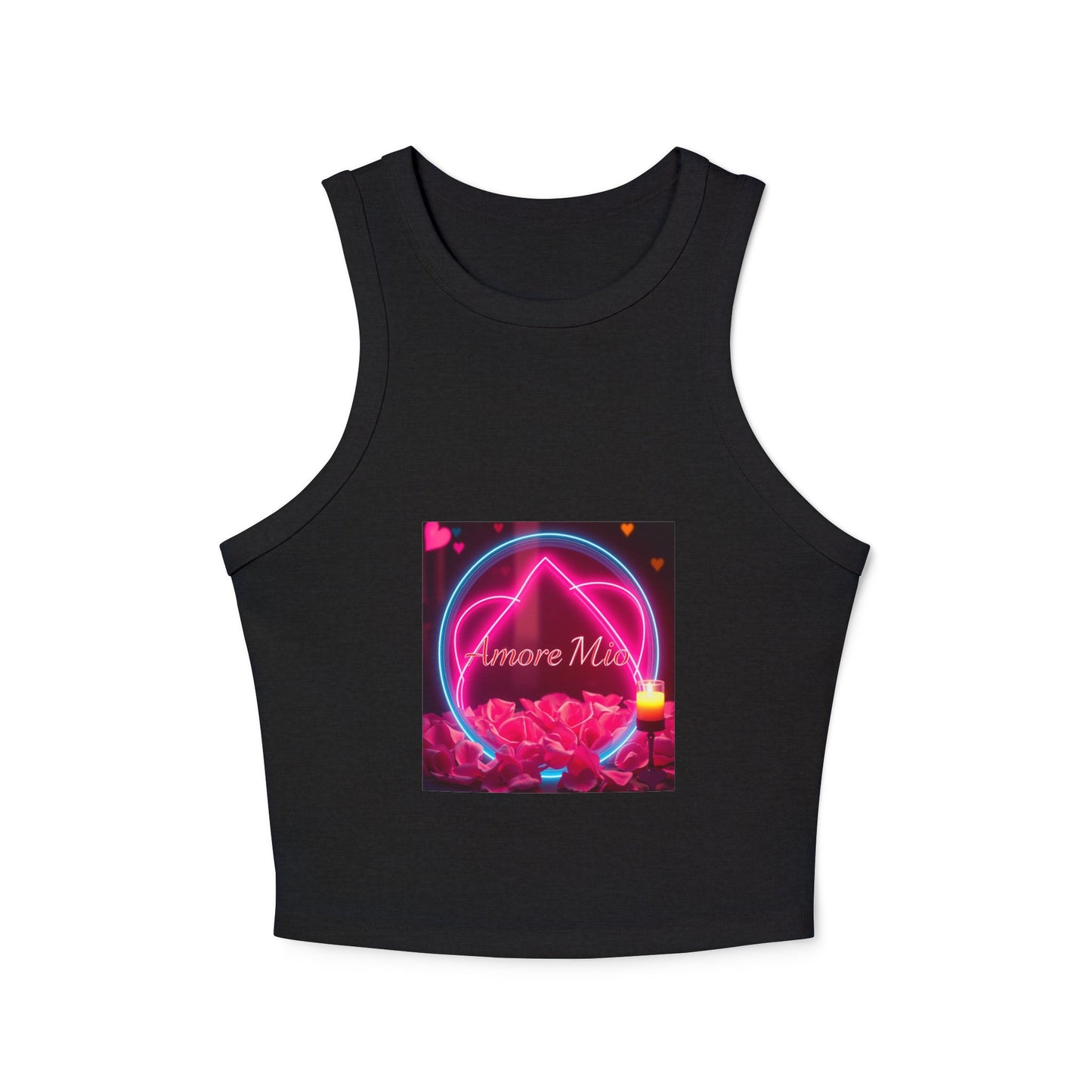 Romantic Graphic Racerback Tank, Cute Summer Top, Feminine Casual Wear, Heart Design, Gift for Her