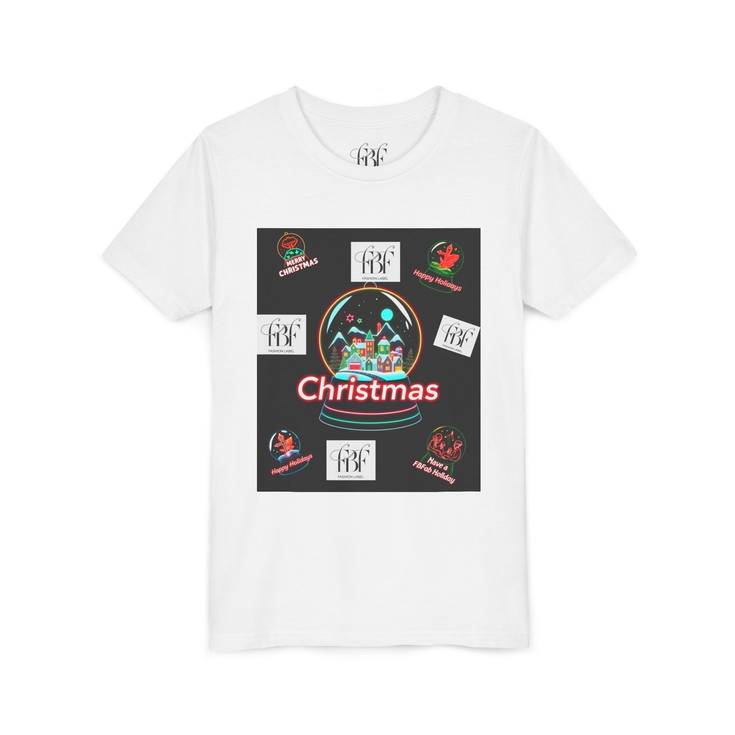 Youth Christmas Short Sleeve Tee, Holiday Tee, Xmas Gift for Kids, Fun Tee for Celebrations, Winter Festive Shirt