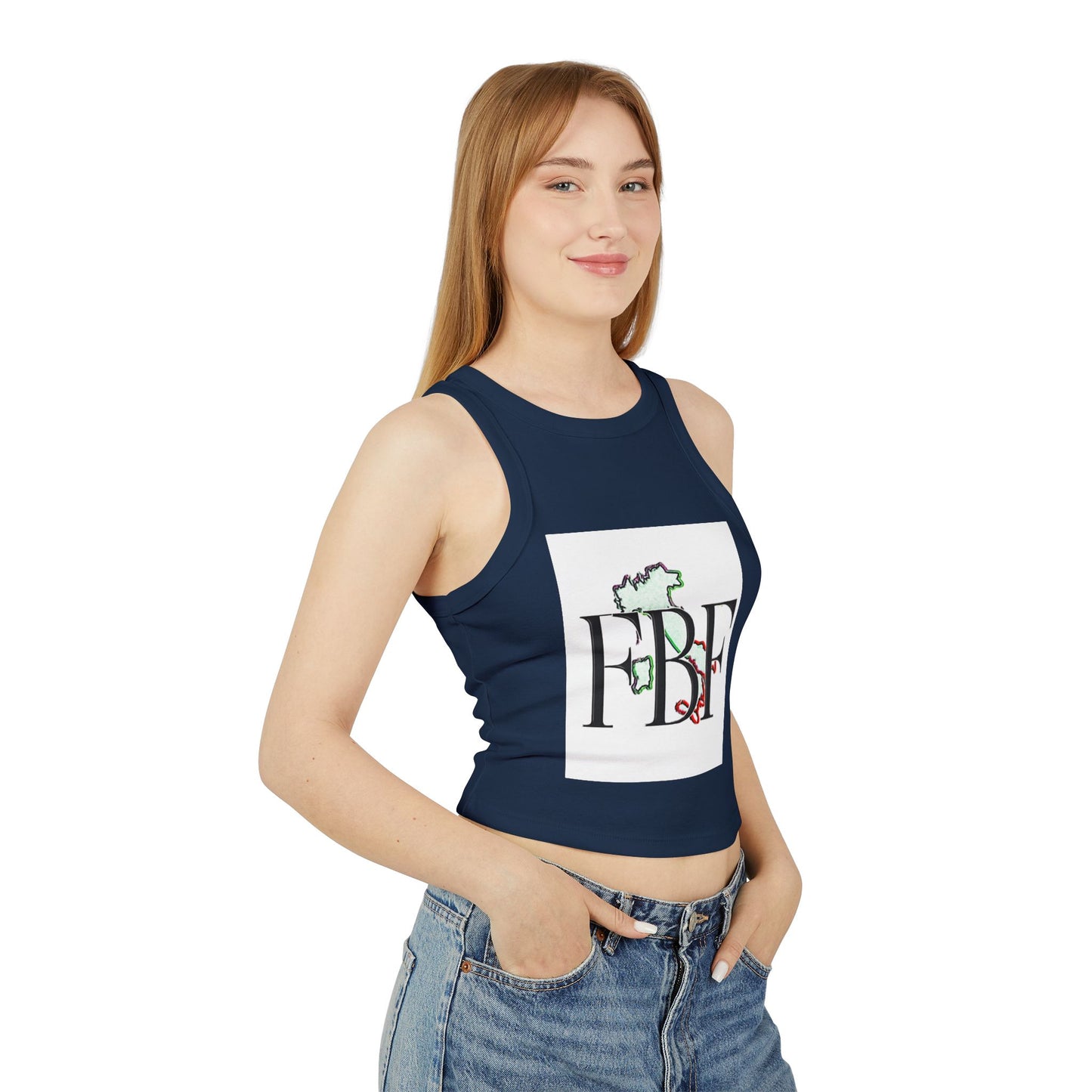 Stylish Women's Crop Tank Top - FBF Graphic, Summer Wear, Festival Top, Trendy Activewear, Casual Outfit