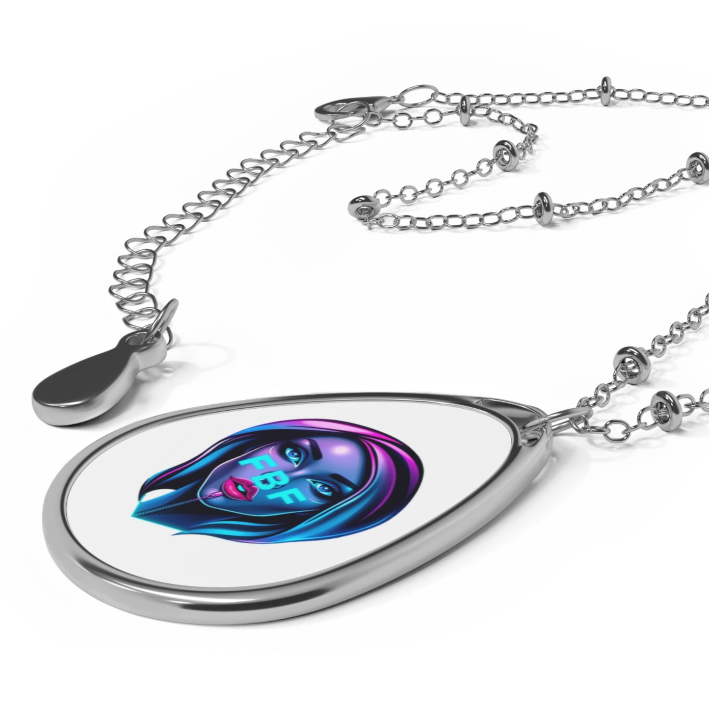 Stylish Oval Necklace with Bold Art, Personalized Jewelry, Unique Gift, Statement Jewelry, Holiday Necklace, Trendy Pendant