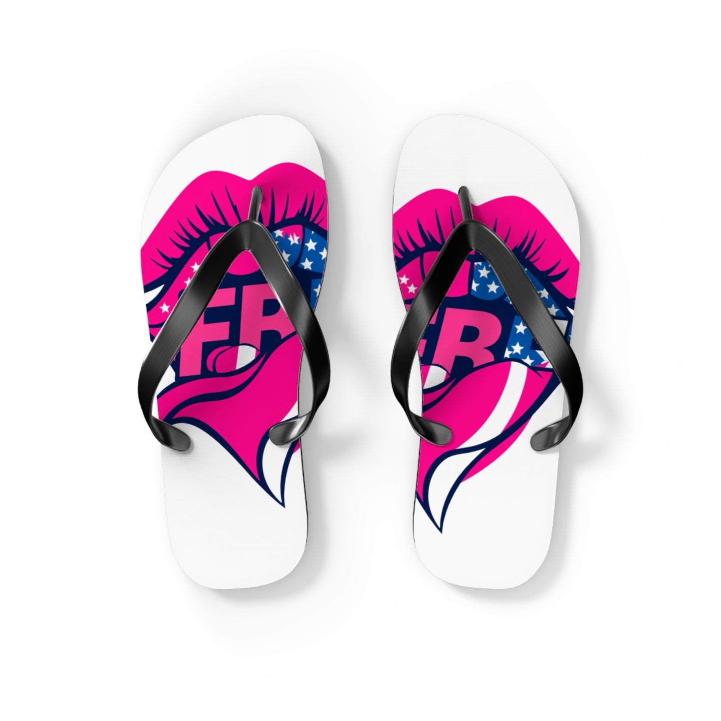 Patriotic Flip Flops with Kiss Design | Fun Summer Footwear, Vacation Sandals, Memorial Day, 4th of July, Beachwear