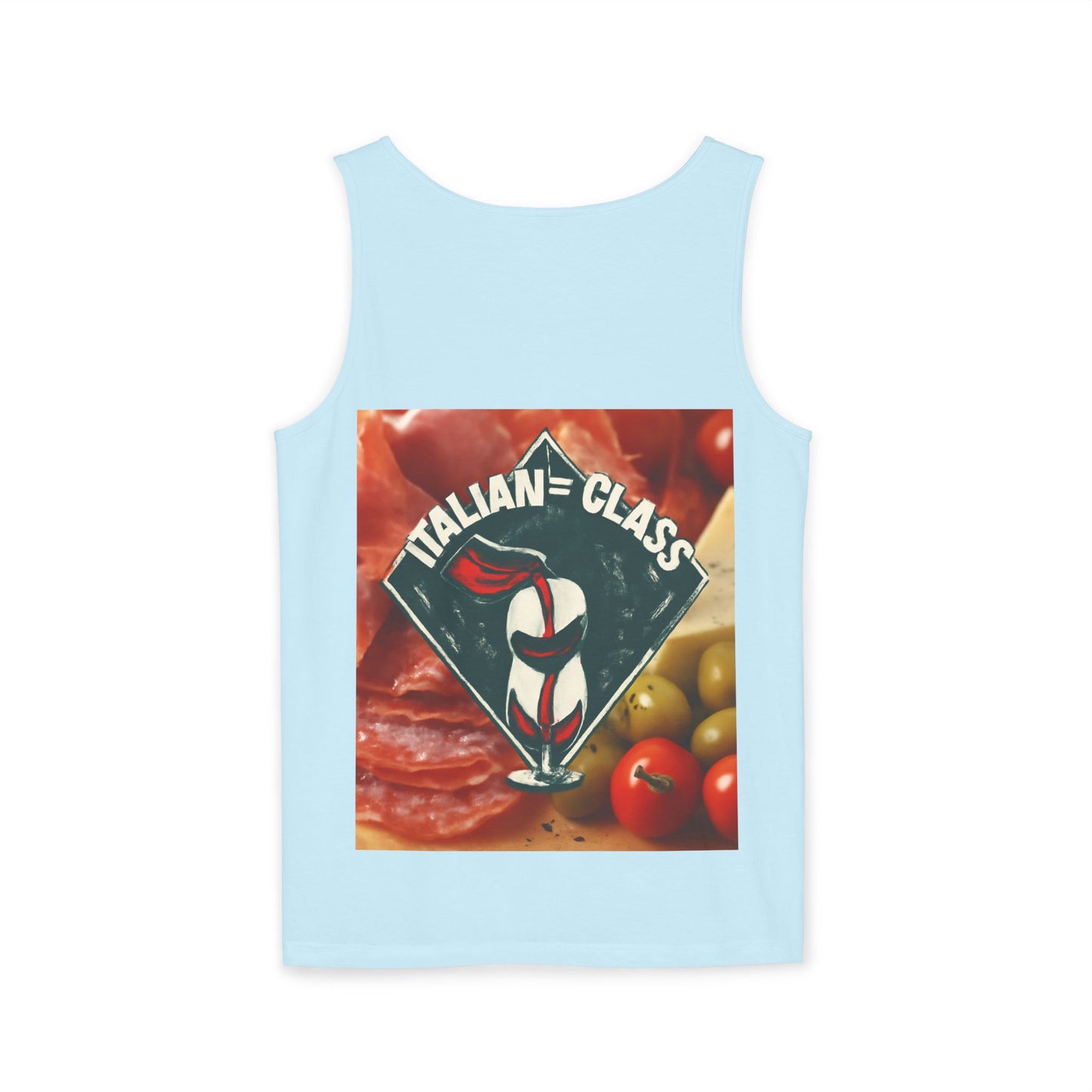 Italian Class Unisex Garment-Dyed Tank Top, Casual Summer Wear, Italian Heritage Gift, Foodie Apparel, Vacation Top