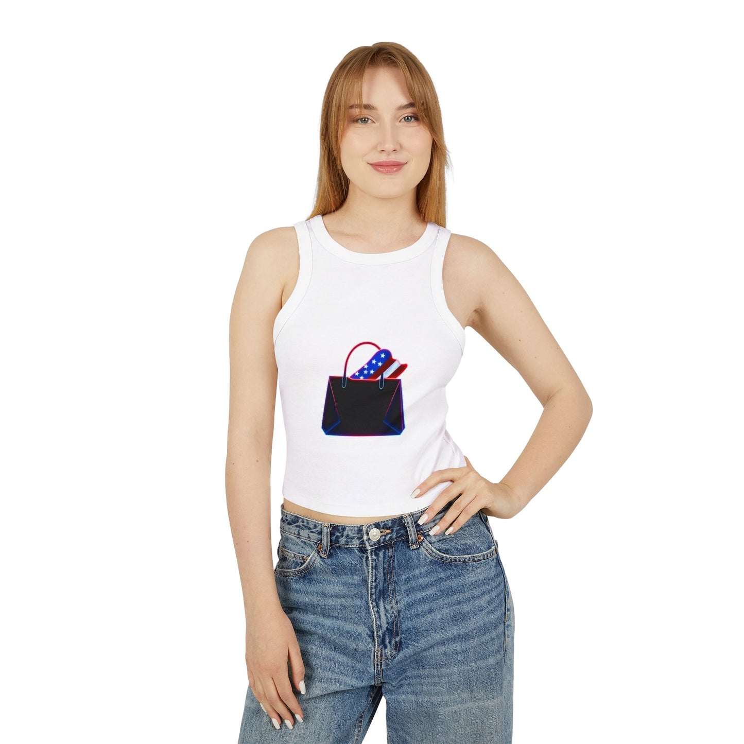 Patriotic Graphic Racerback Tank Top - Women's Summer Style, Independence Day Fashion, Concert Wear, Casual Chill