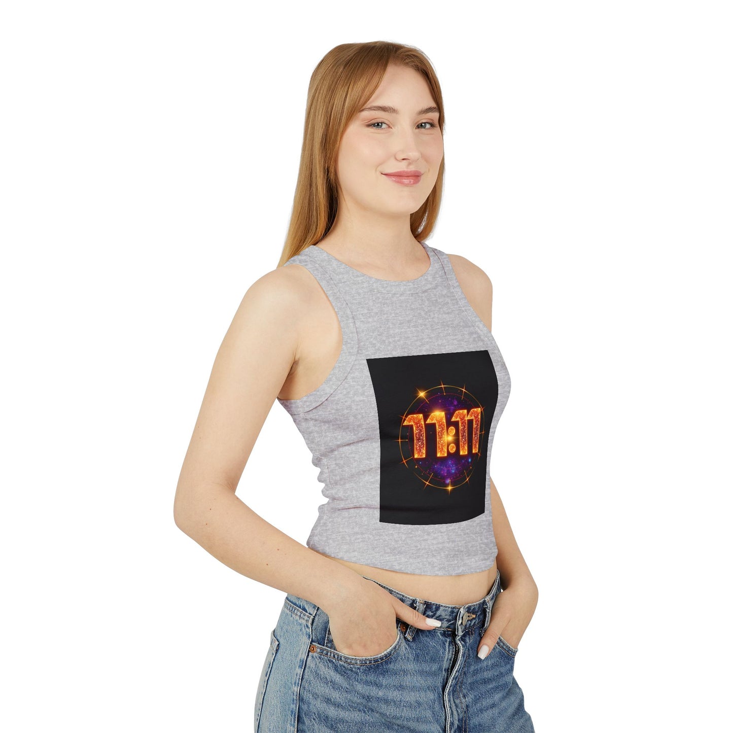 11:11 Women's Micro Rib Racer Tank Top | Motivational Gift, Yoga Wear, Summer Fashion, Spiritual Reminder, Casual Trend