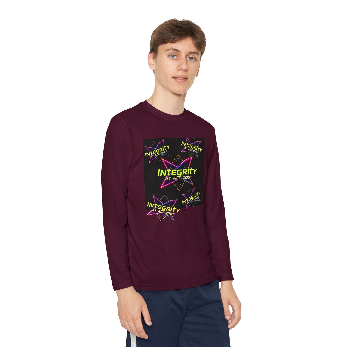 Integrity Youth Long Sleeve Tee, Cool Graphic Shirt, Motivational Apparel, Perfect for Sports, Birthday Gift
