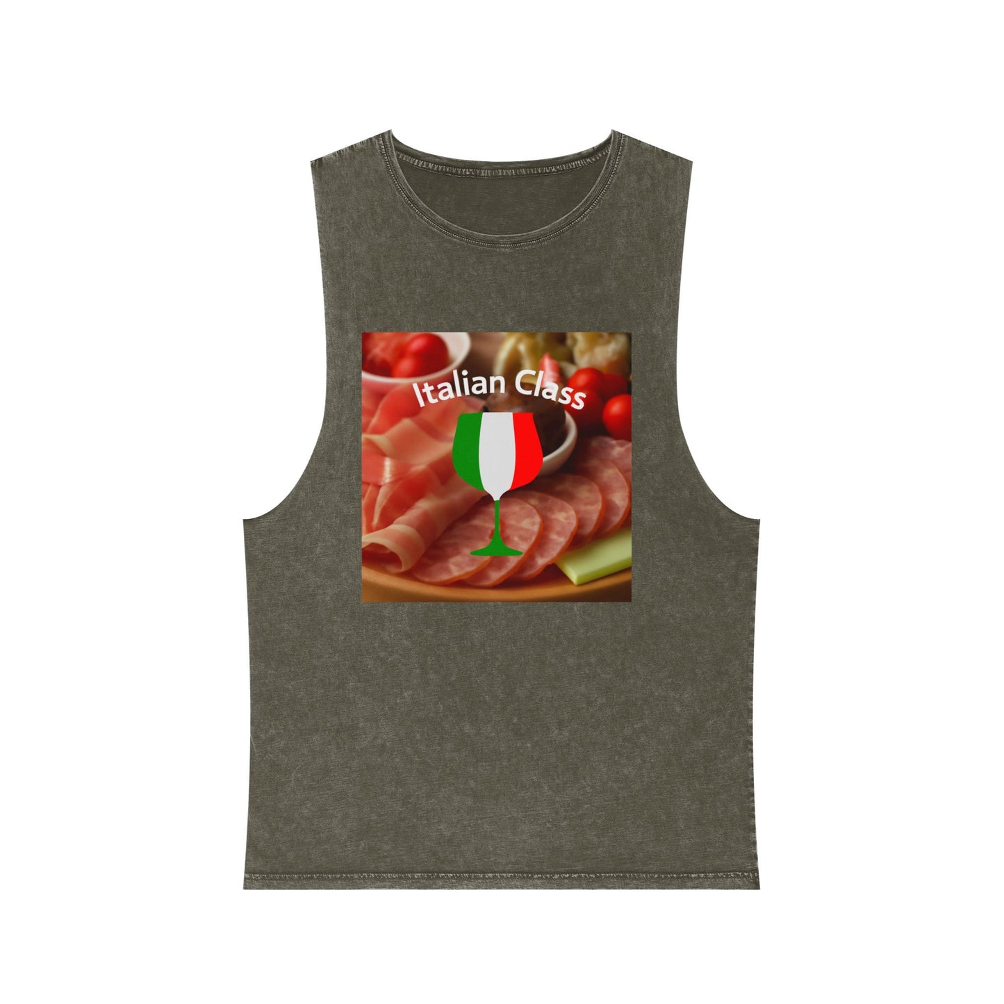 Italian Class Unisex Stonewash Tank Top | Casual Summer Wear, Gift for Food Lovers, BBQ Attire, Vacation Apparel, Culinary Humor