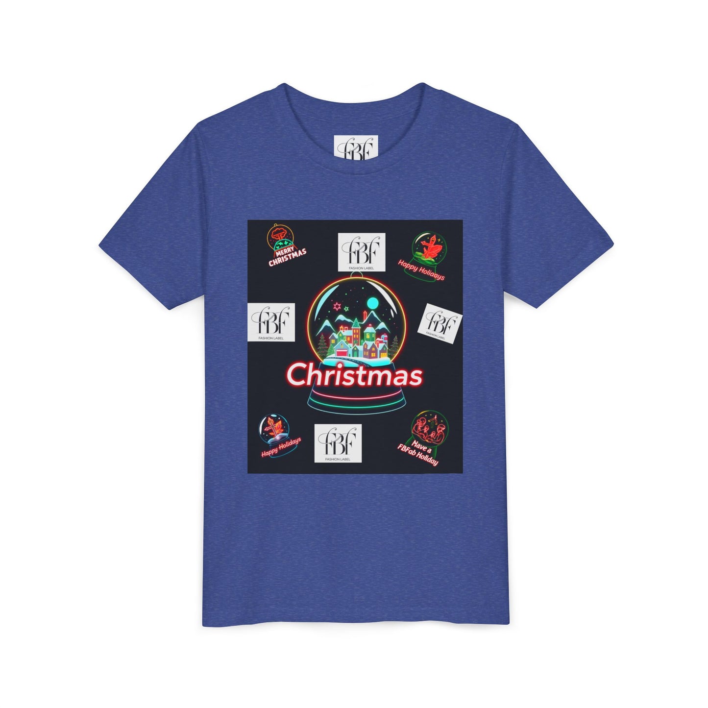 Youth Christmas Short Sleeve Tee, Holiday Tee, Xmas Gift for Kids, Fun Tee for Celebrations, Winter Festive Shirt