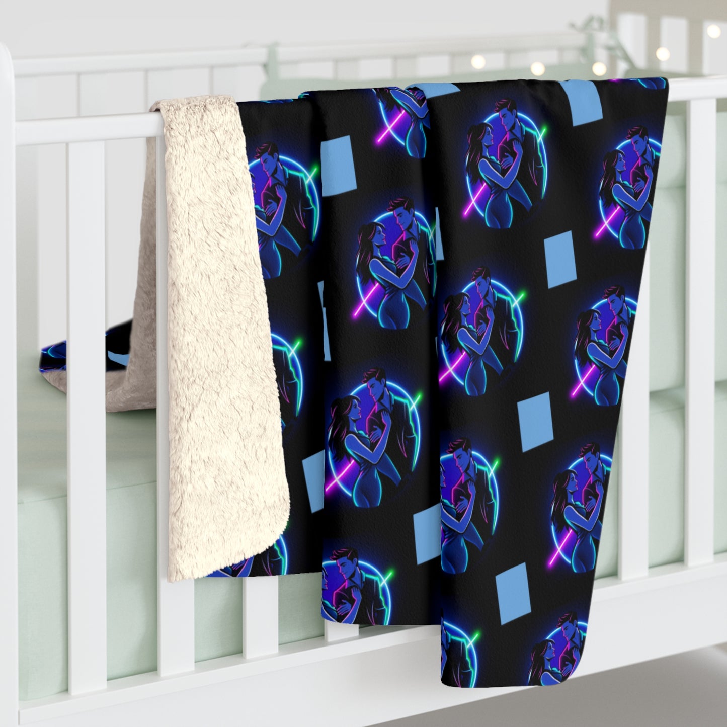 Neon Floral Sherpa Fleece Blanket