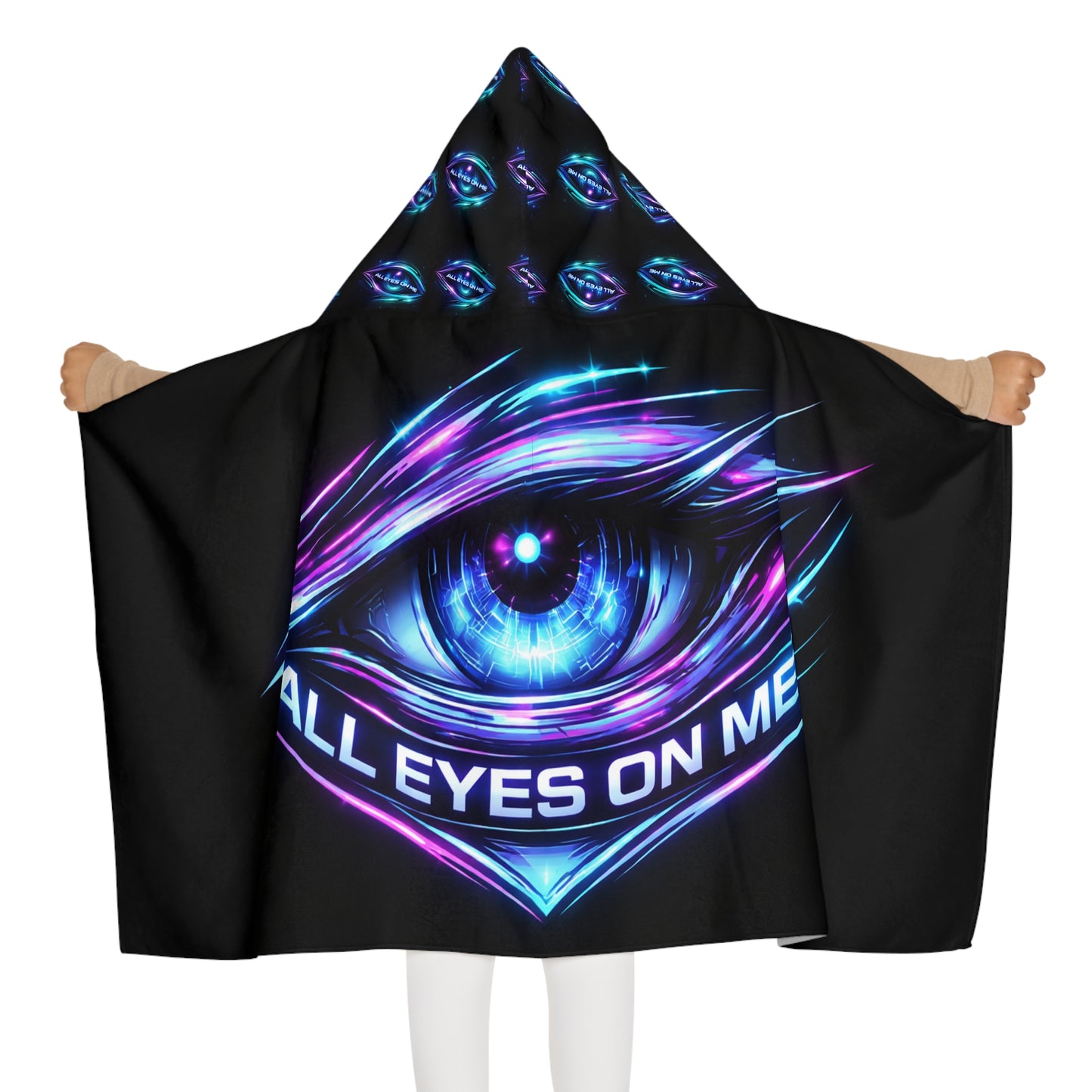 All Eyes On Me Youth Hooded Towel — Neon Galaxy Eye Beach & Pool Cover-Up