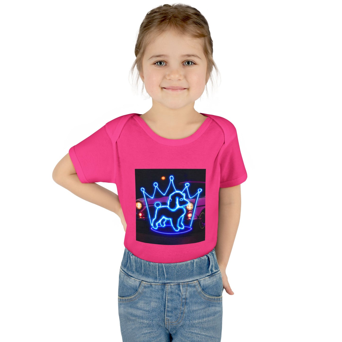 Neon Dog Crown Baby Bodysuit, Cute Infant Outfit, Baby Shower Gift, Newborn Clothes, Pet Lover Apparel, Birthday Gift for Baby
