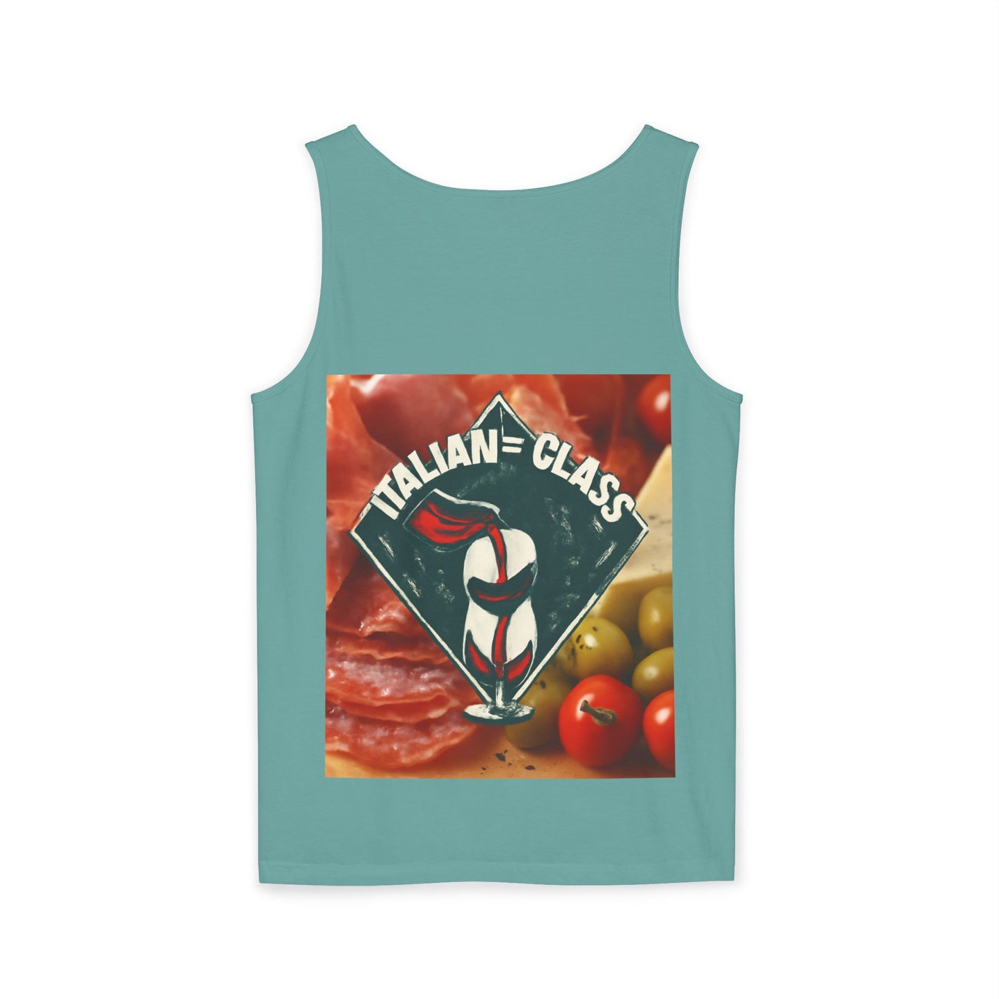Italian Class Unisex Garment-Dyed Tank Top, Casual Summer Wear, Italian Heritage Gift, Foodie Apparel, Vacation Top