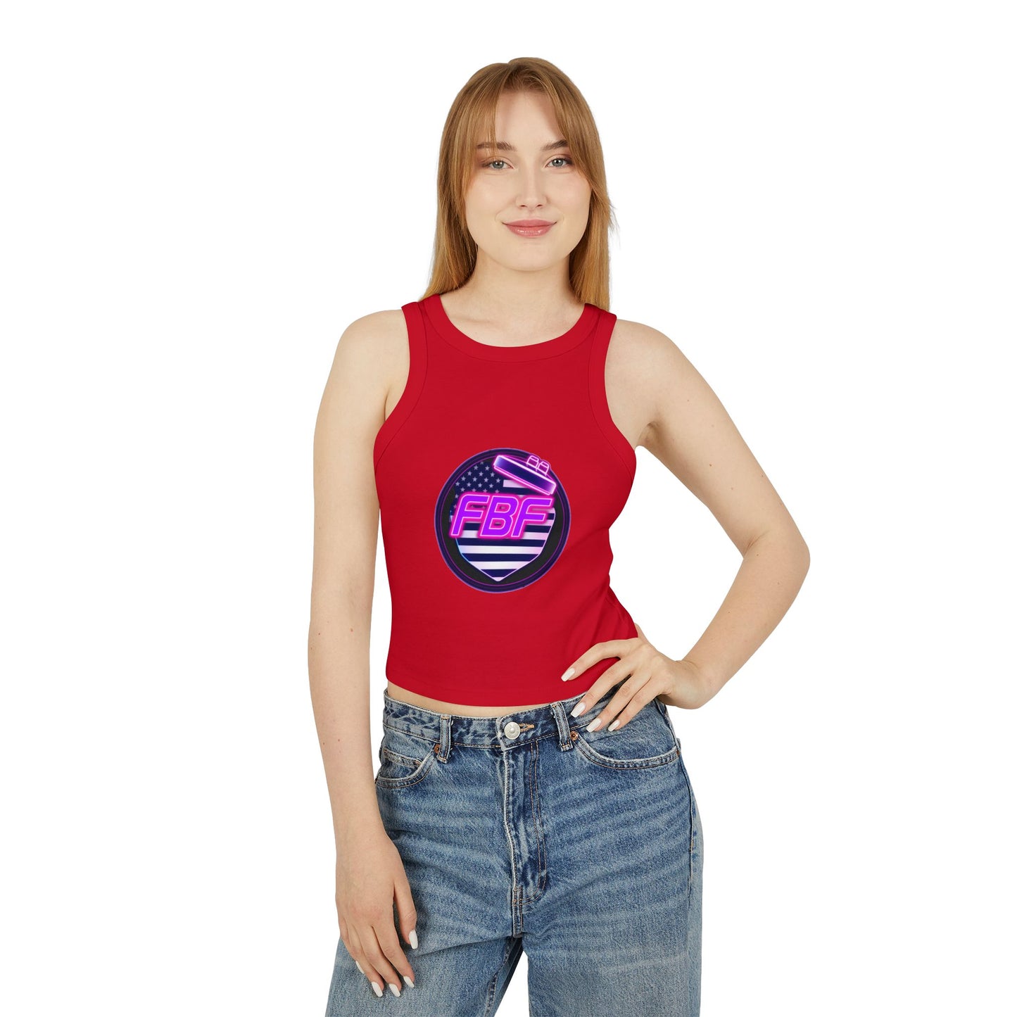 FBF Women's Micro Rib Racer Tank Top, Summer Top, Athletic Wear, Casual Outfit, Gift for Her, Workout Apparel